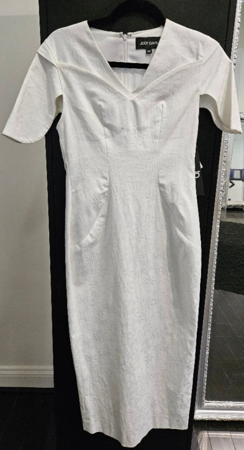 V front Denim Sheath Dress