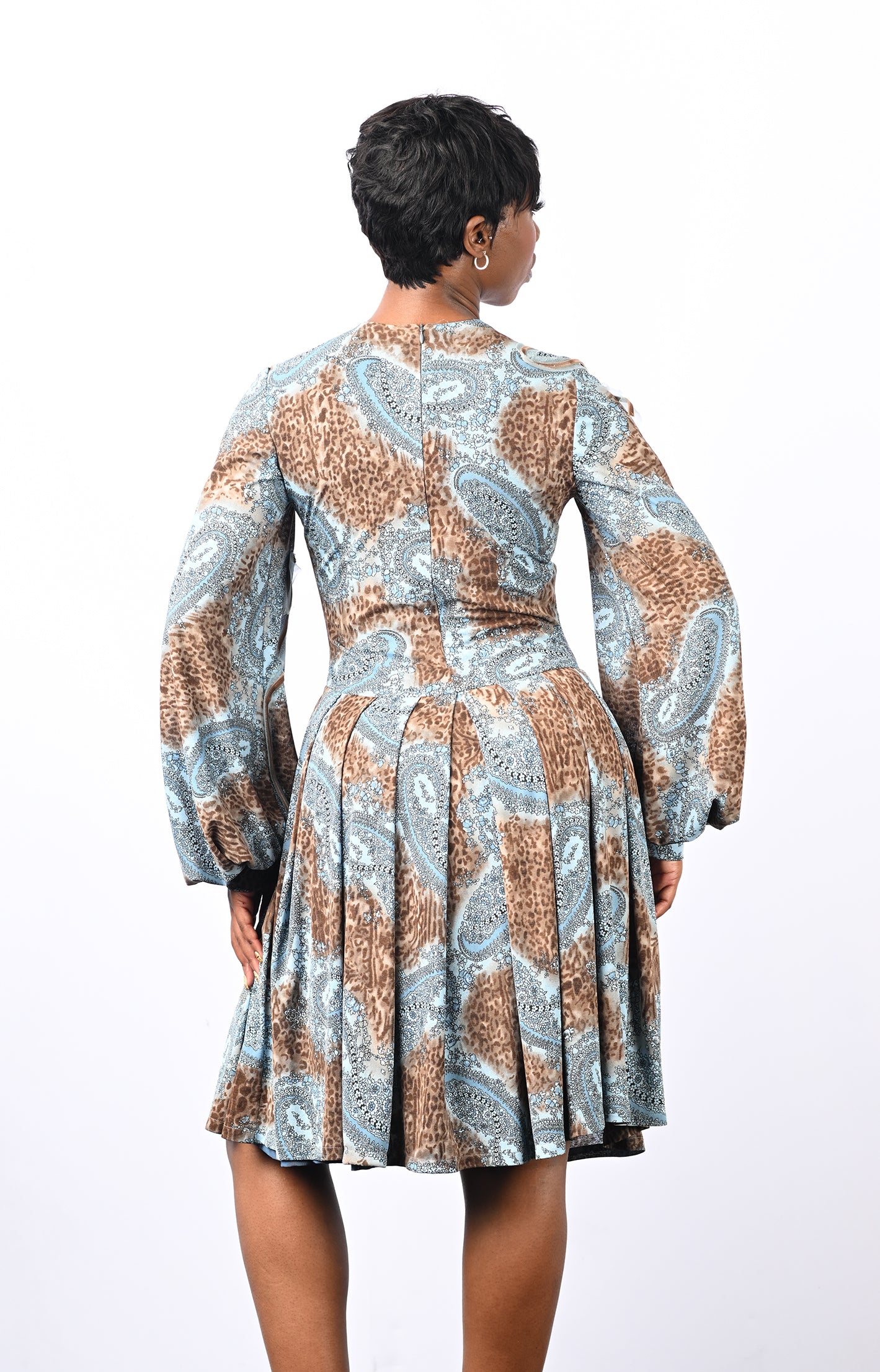 Blue Paisley Fit and Flare Dress