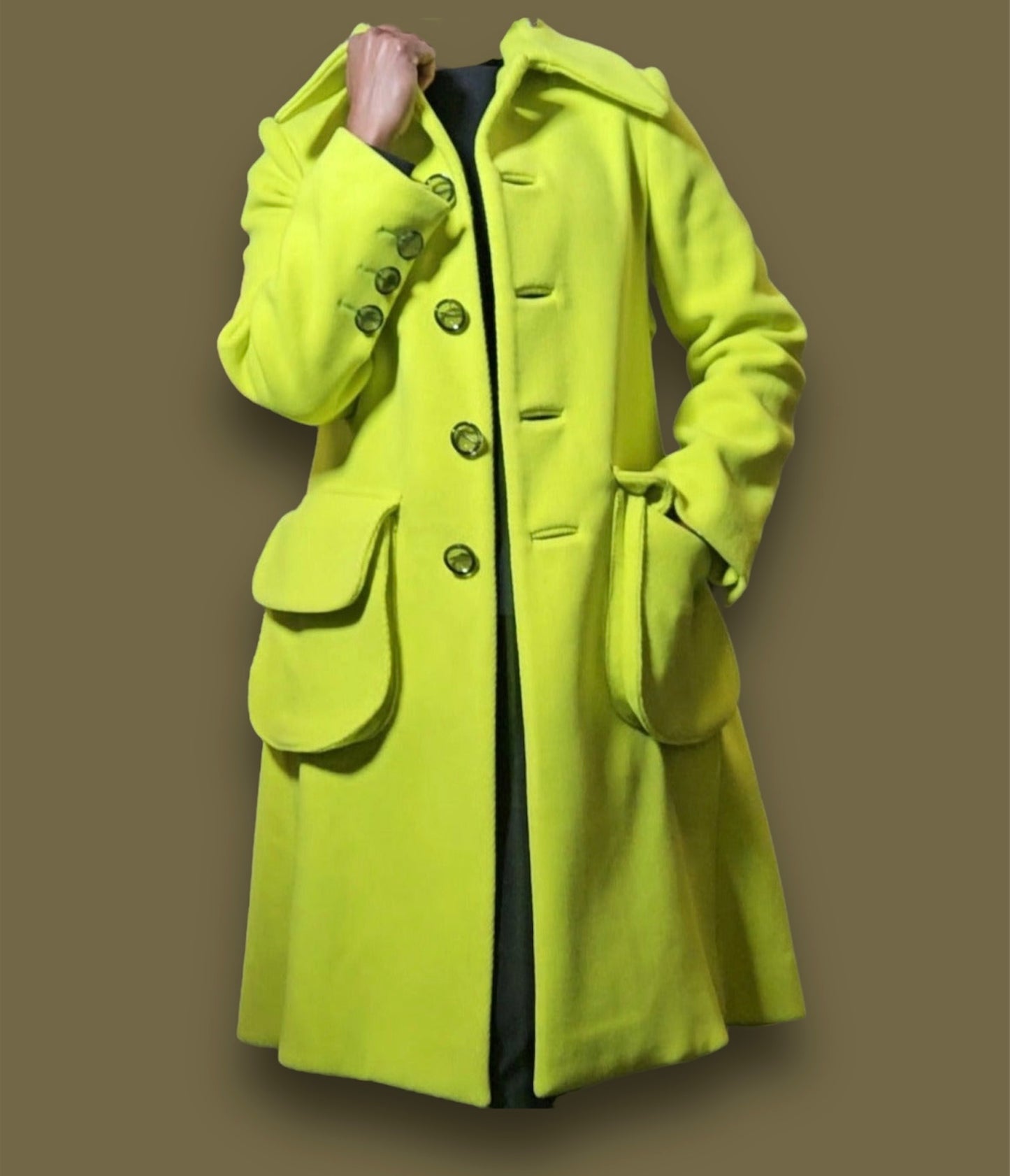 Chartreuse Button Front Coat