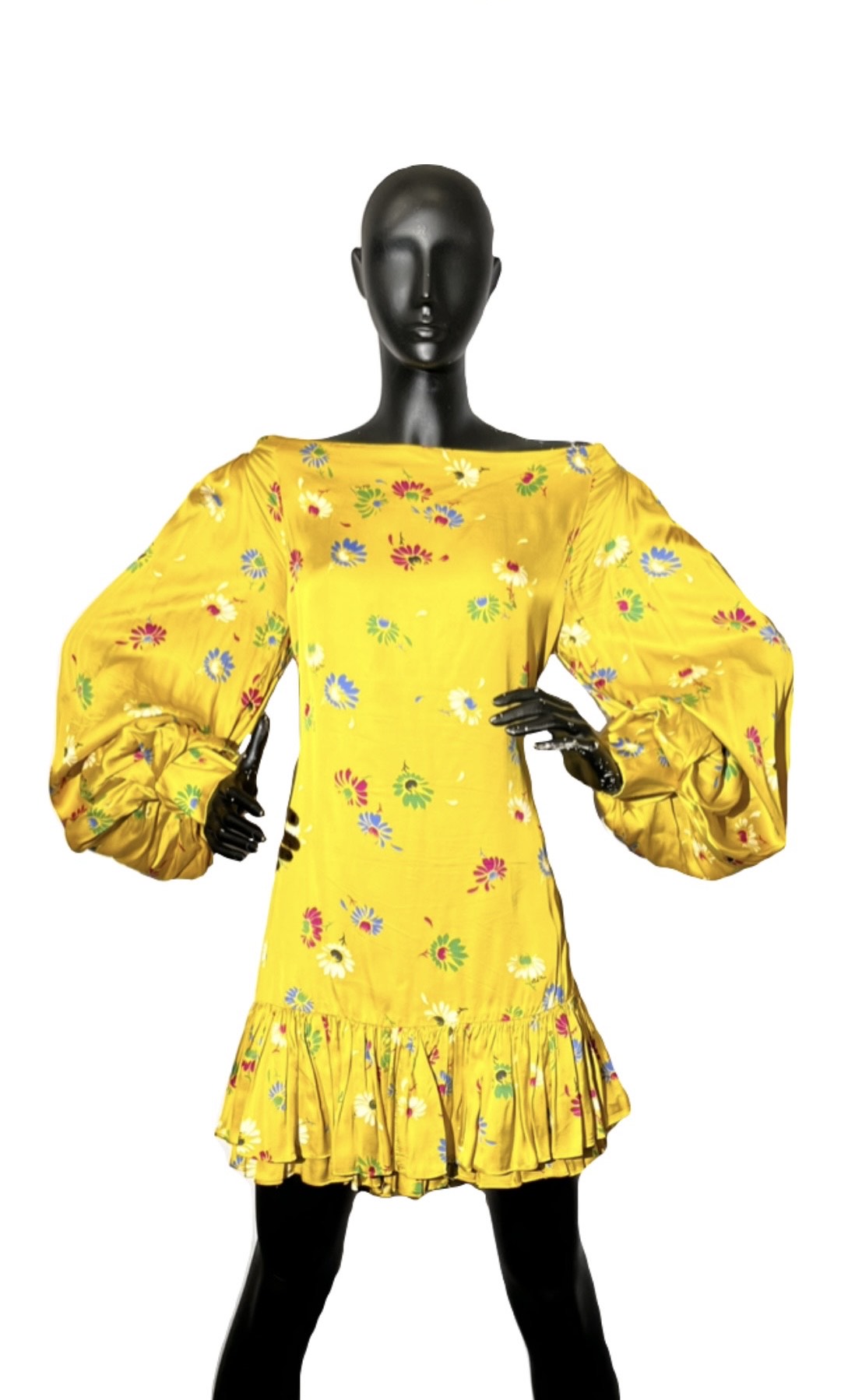 yellow babydoll dress long sleeve Frsasu Women Flowy Long Puff Sleeve Mini Dress Casual Cute Square Neck Lace Bow Tie A-line Pleated Babydoll Dresses Yellow, Women's, Size: Small