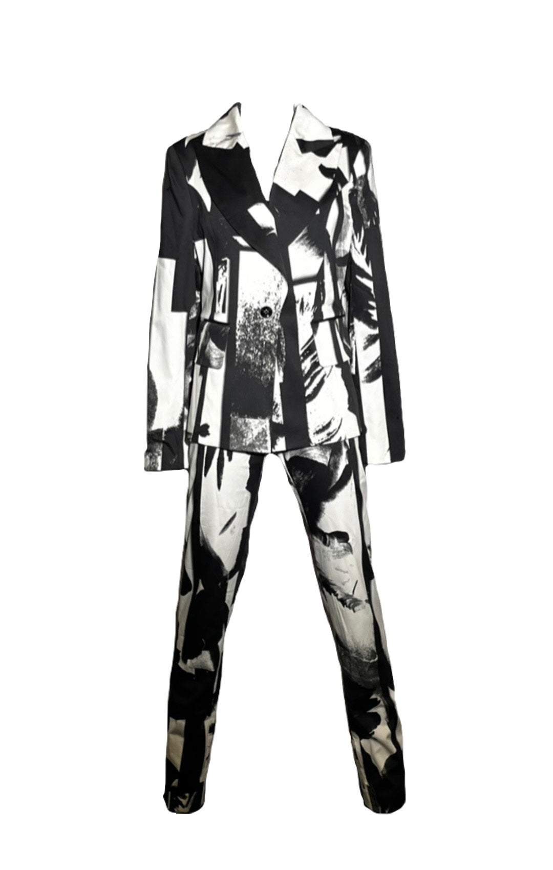 Black and White Abstract Suit Jacket