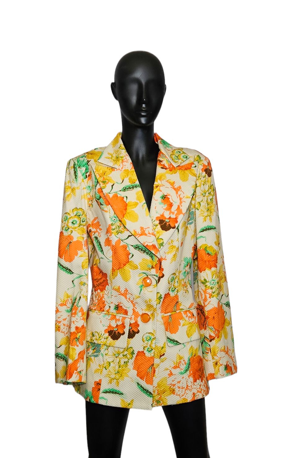 Printed Orange and Cream Blazer