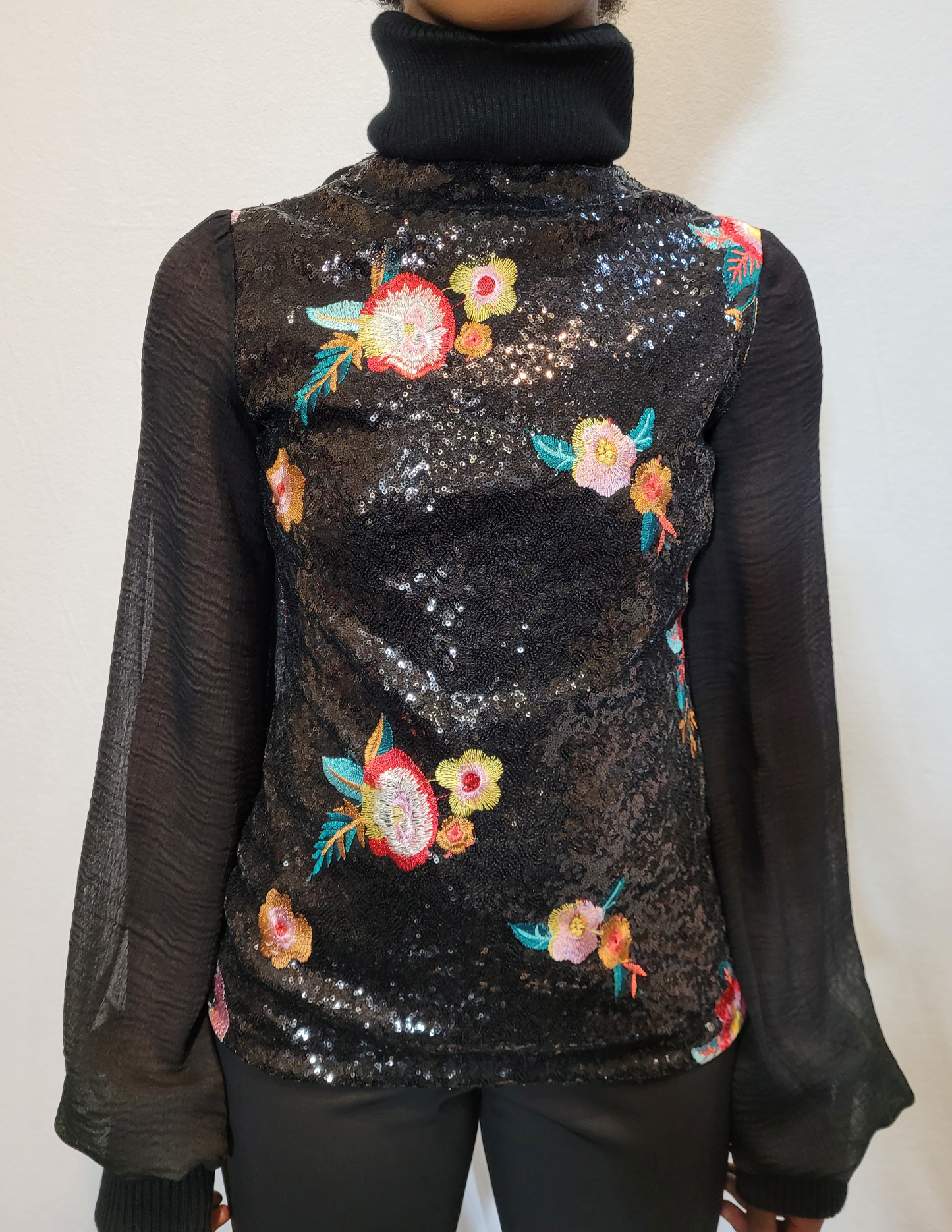 Sequin Turtleneck Top