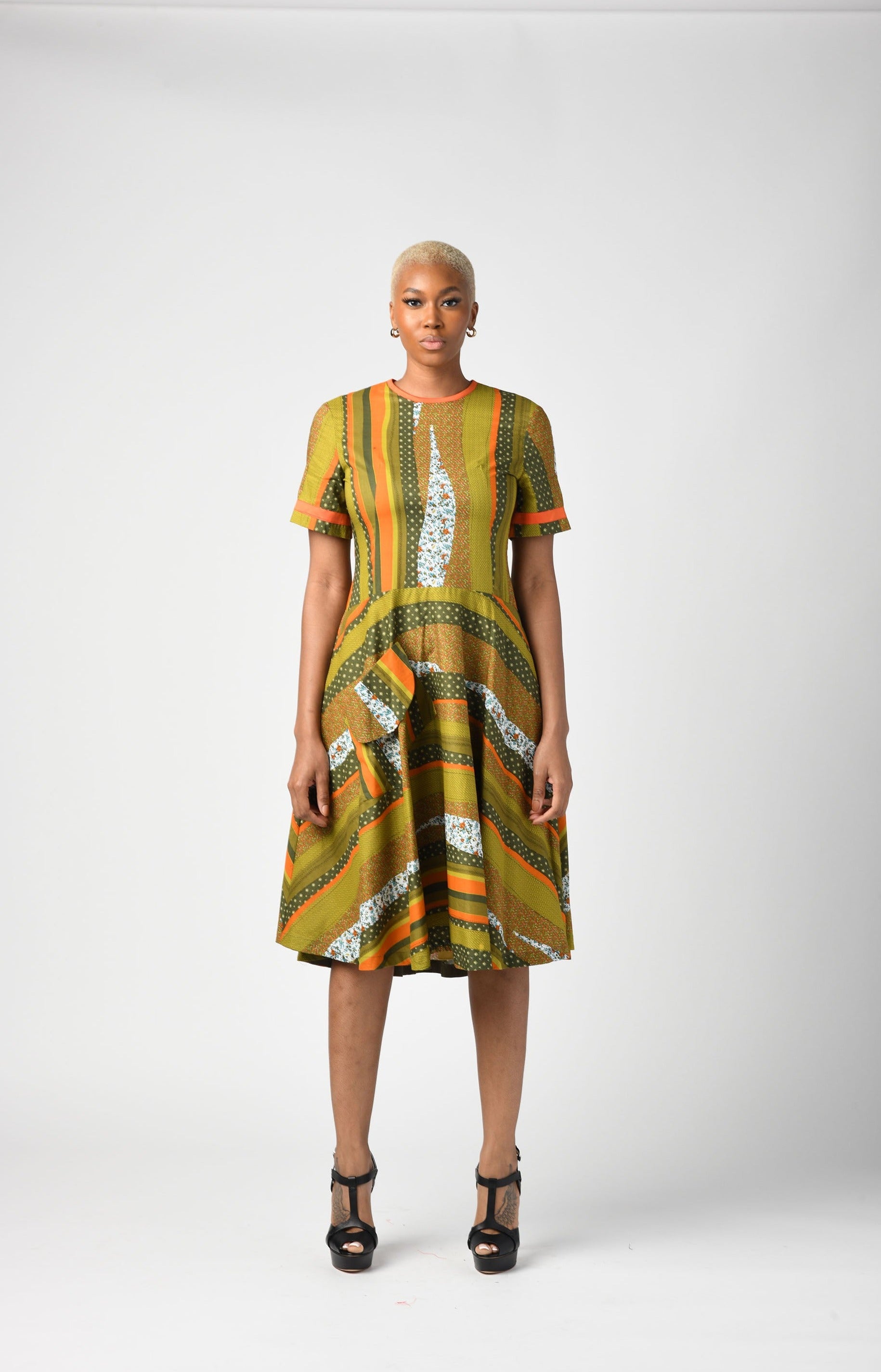 Olive Print Fit & Flare Dress Jody Davis Olive Print Fit & Flare Dress Jody Davis