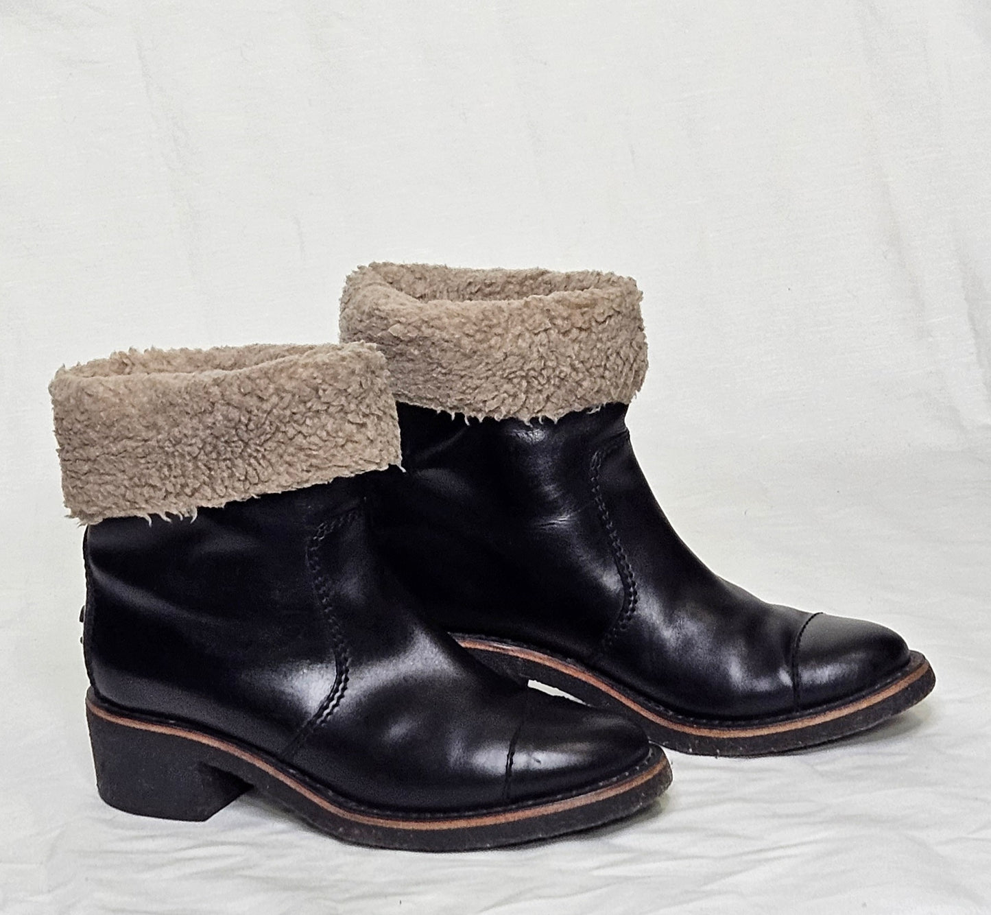 CHANEL Shearling Fold Over Booties