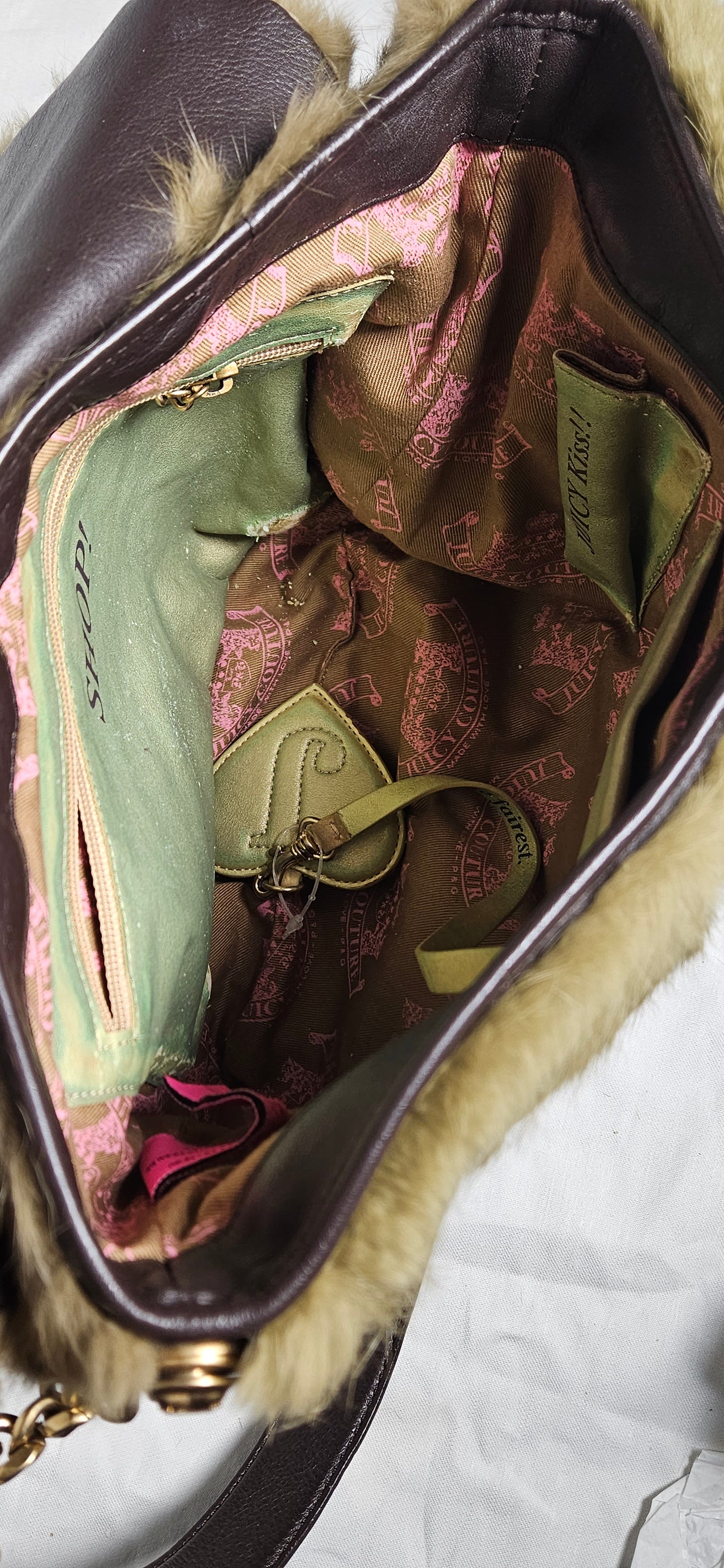 Juicy Couture Green Fur Handbag