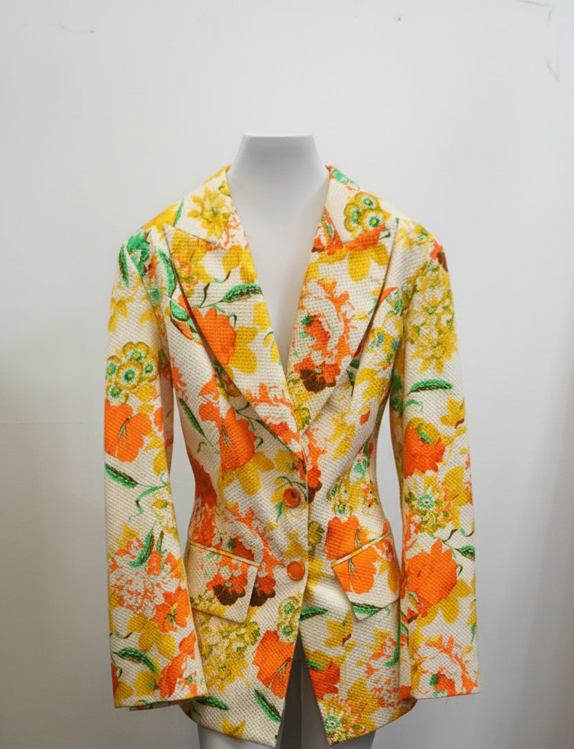 Printed Orange and Cream Blazer
