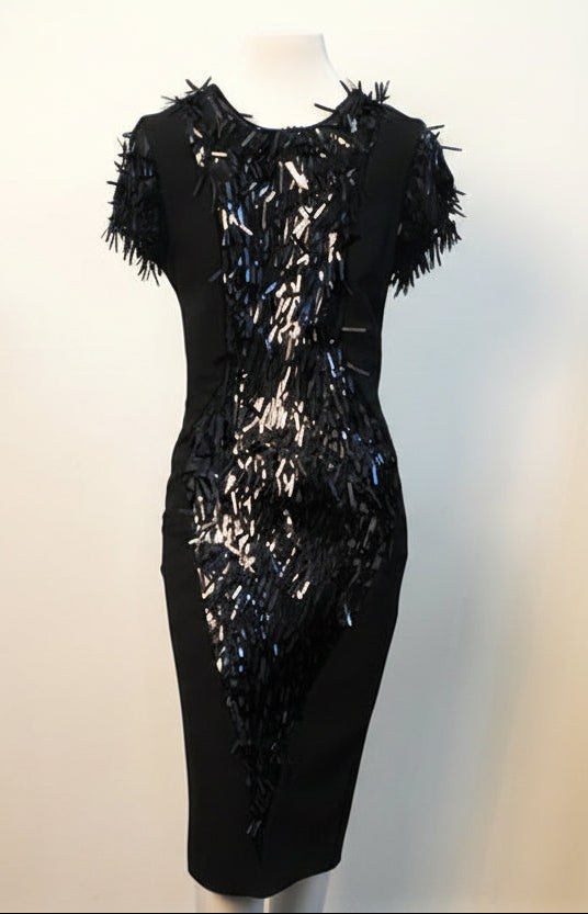 Black Spiked Dress with Cap Sleeves