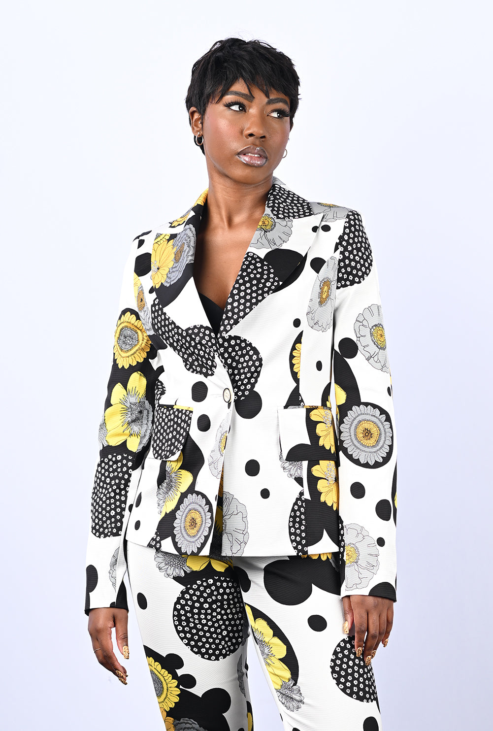 Black, White, & Yellow Printed Suit Jacket – Jody Davis