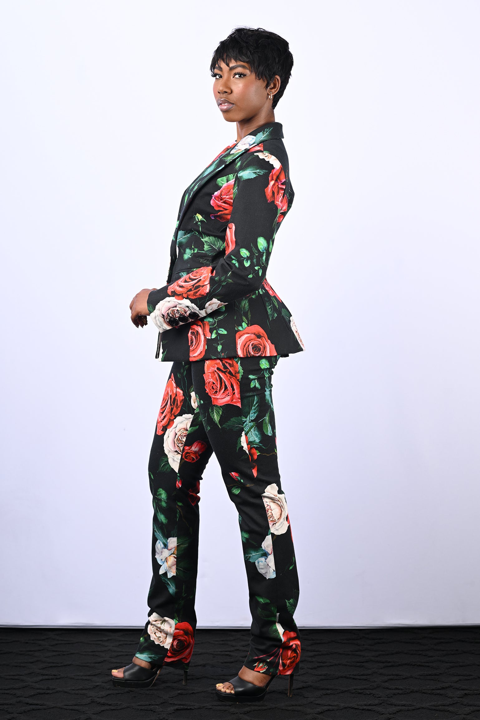 Floral Suit Button Front Jacket