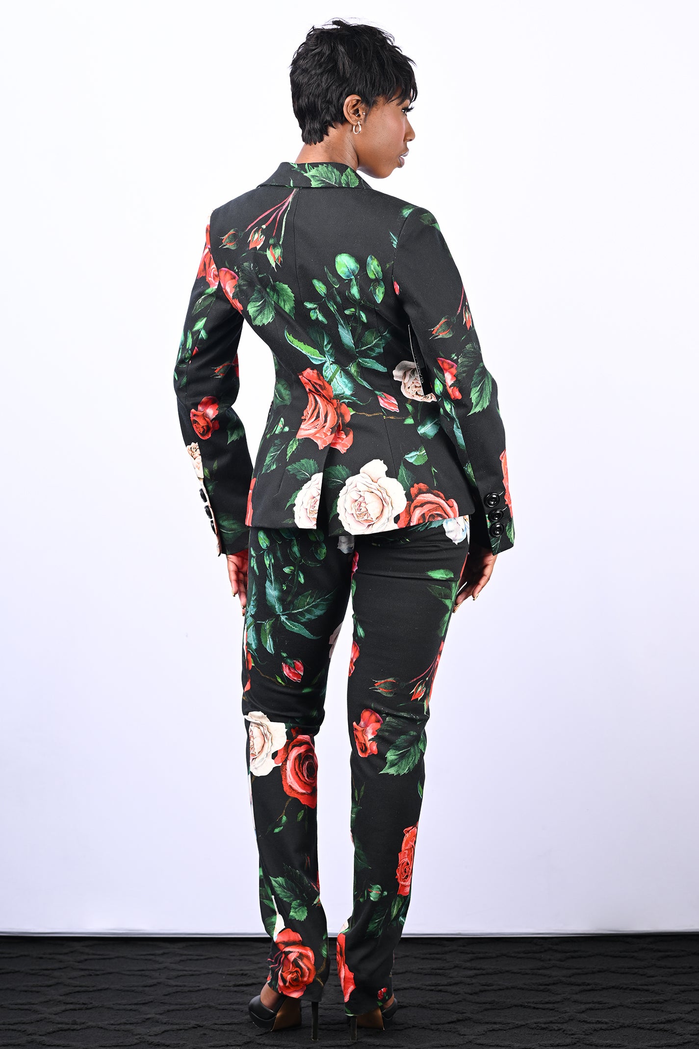 Floral Suit Button Front Jacket