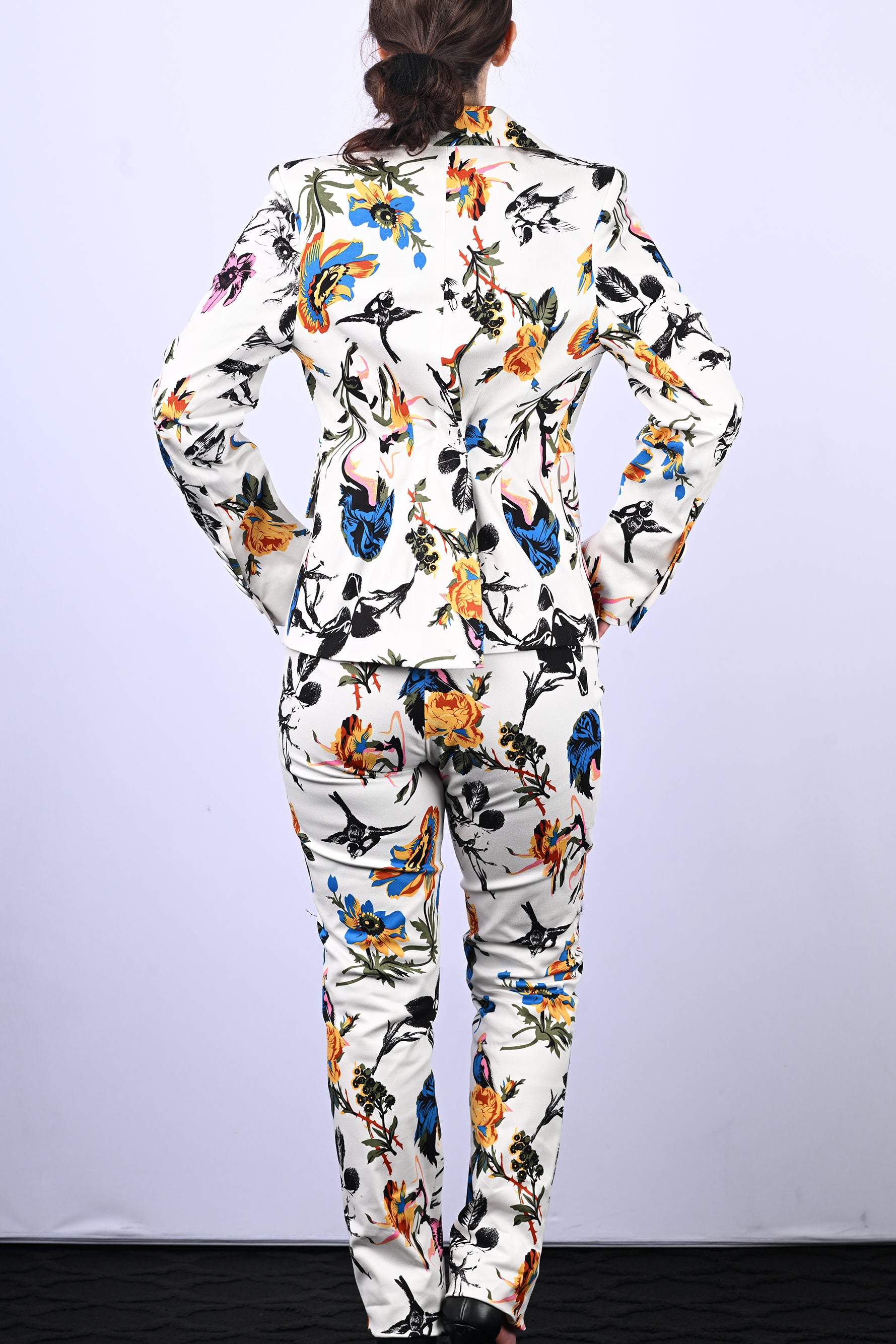 White Floral Suit Pant