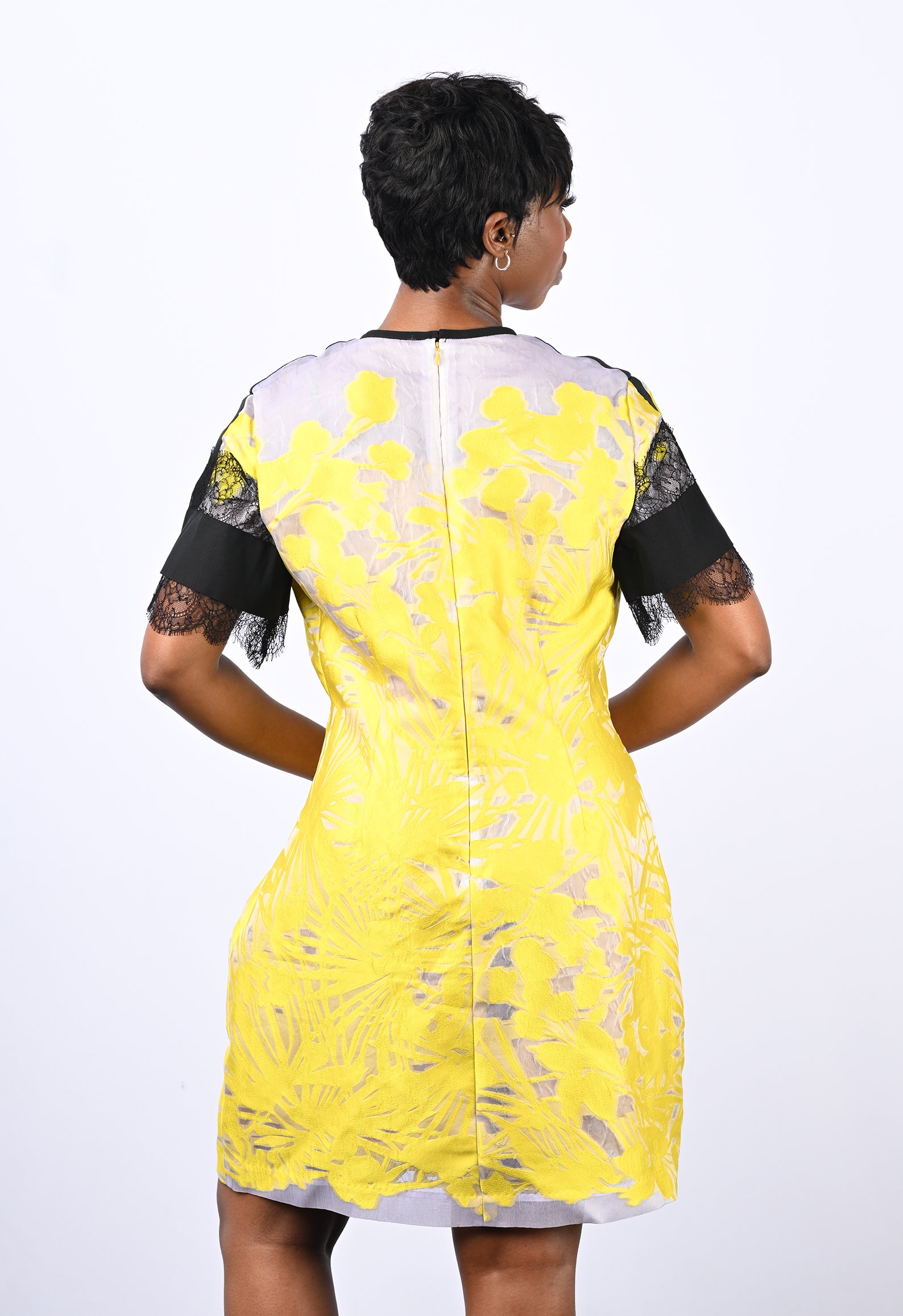 Yellow and Gray Floral Dress