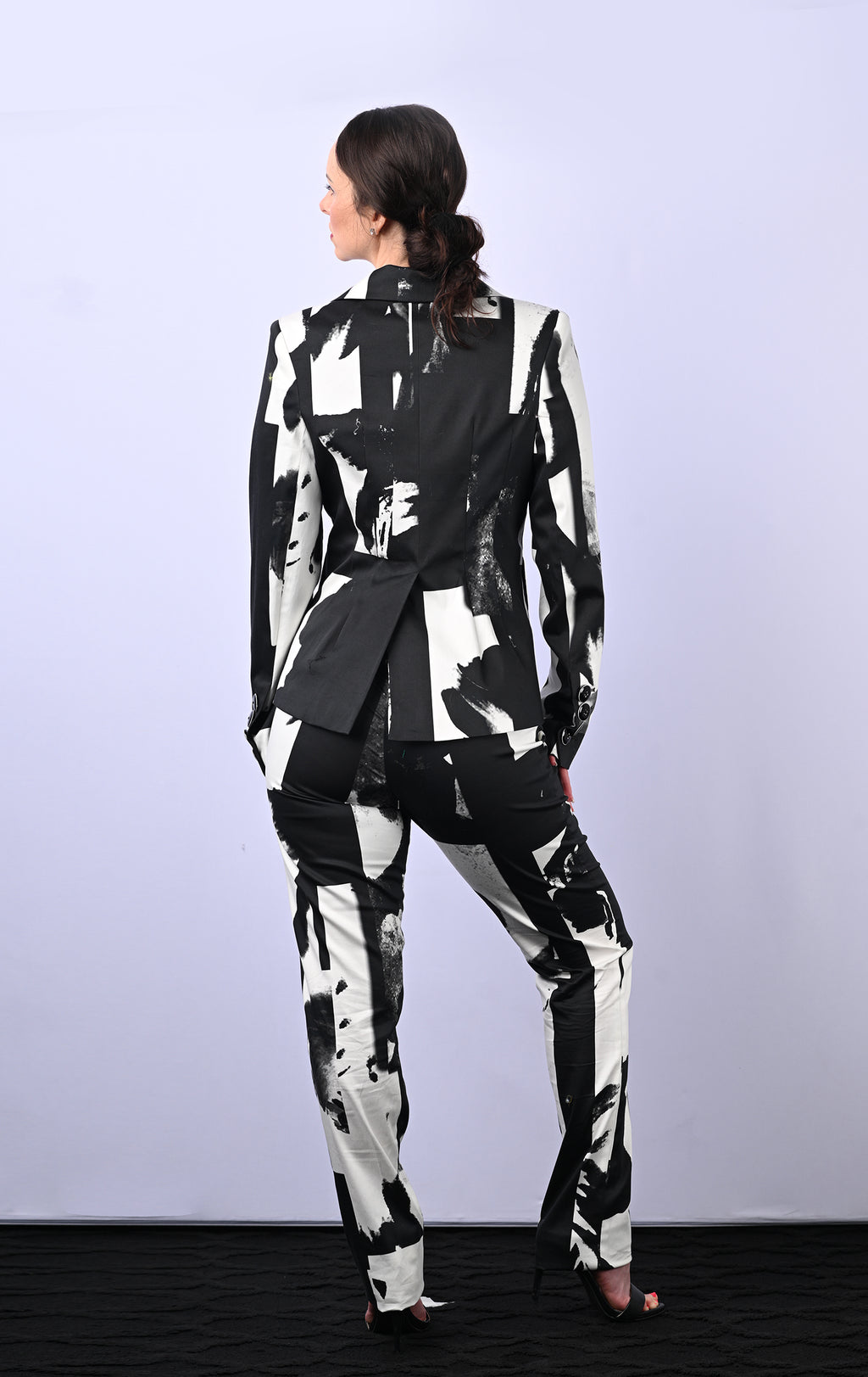 Black and White Abstract Suit Jacket