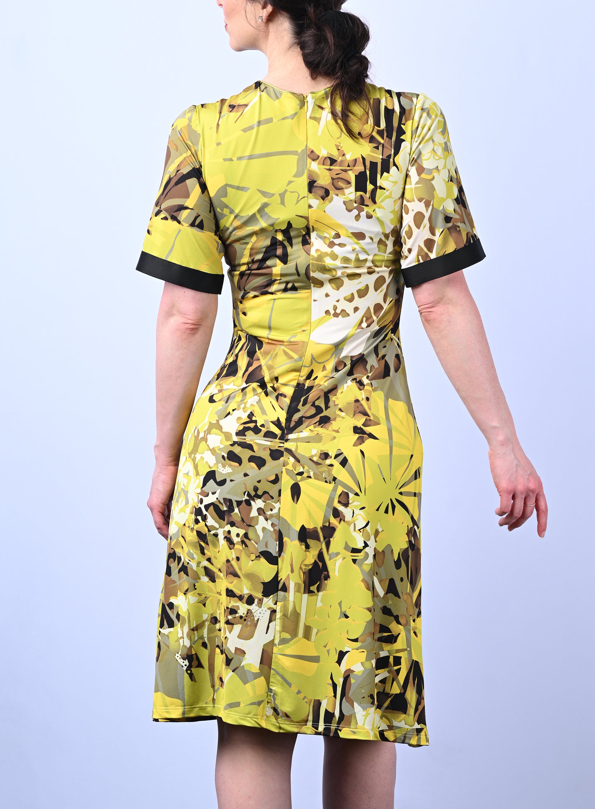 Citron Yellow Geoprint Jersey Dress