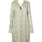 Yellow White Cotton Lycra Longsleve Dress with V Neck and Red Stripe Detail