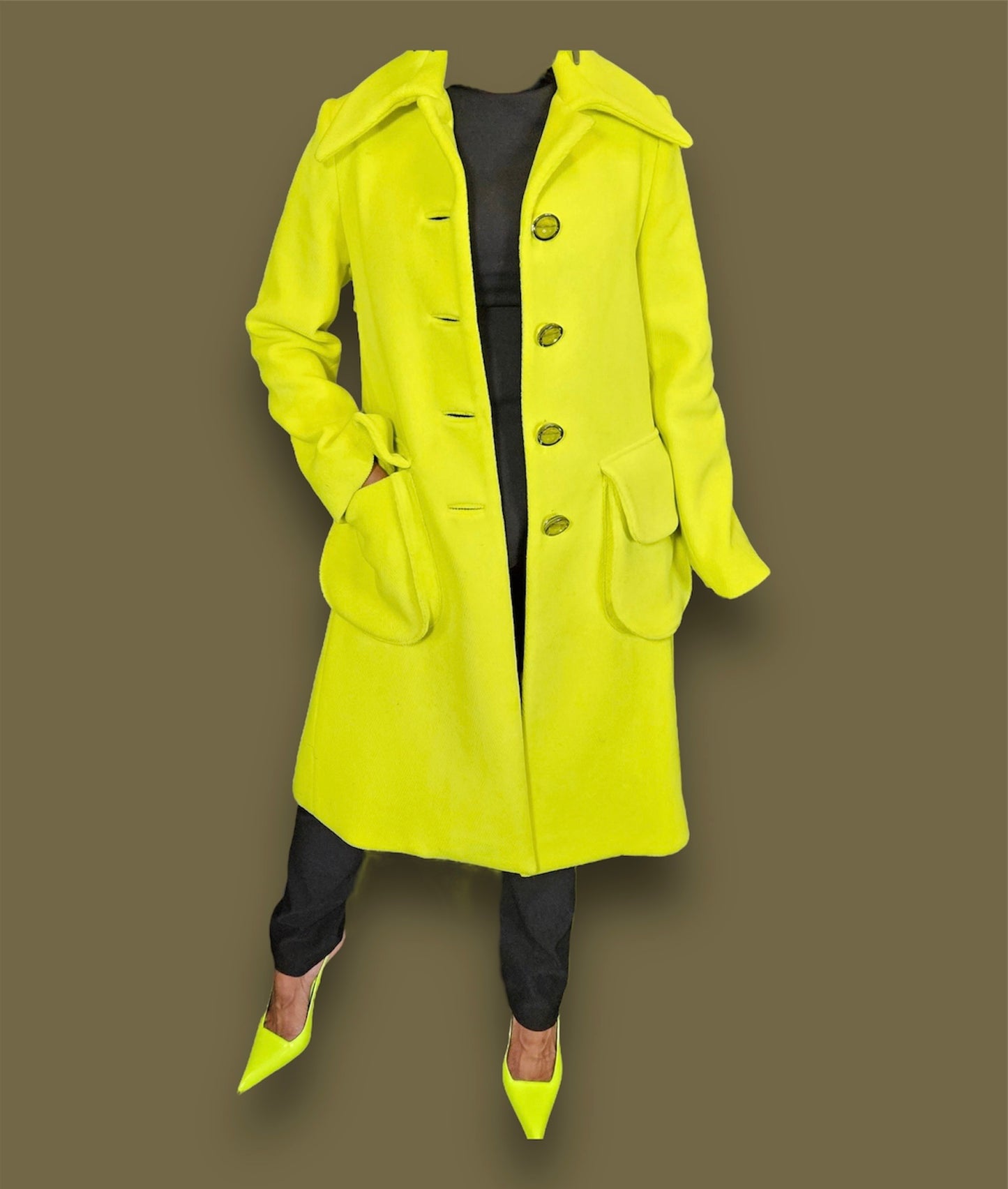 Chartreuse Button Front Coat