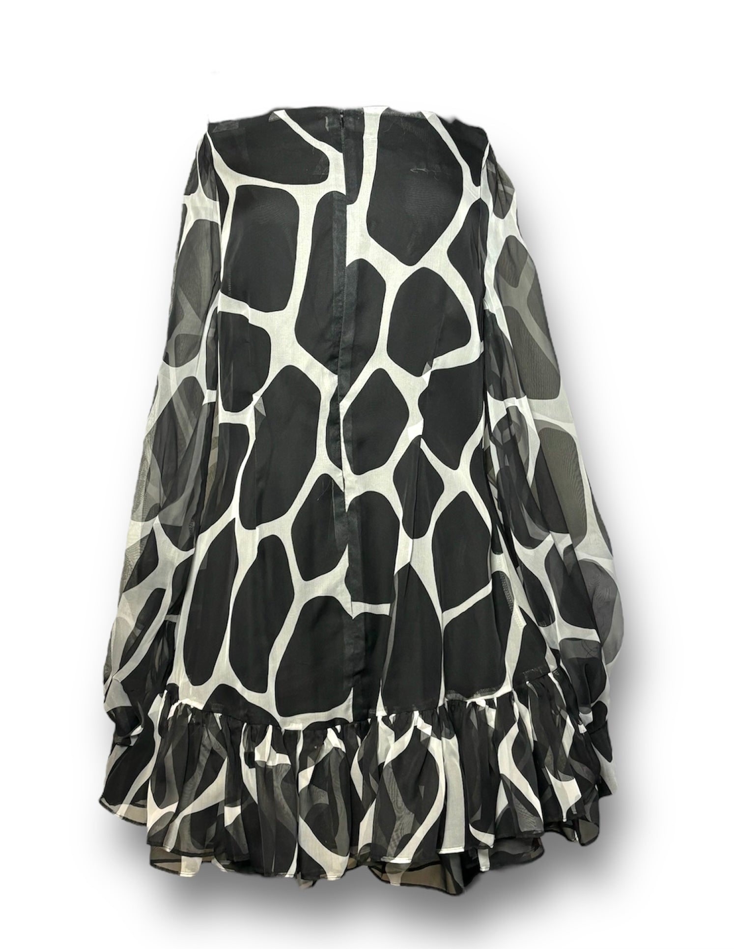 Off the Shoulder Black and White Print Baby Doll Dress