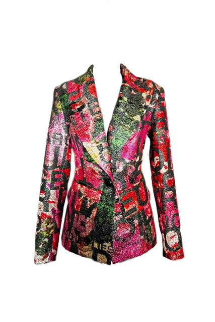 Letter Pattern Suit Jacket