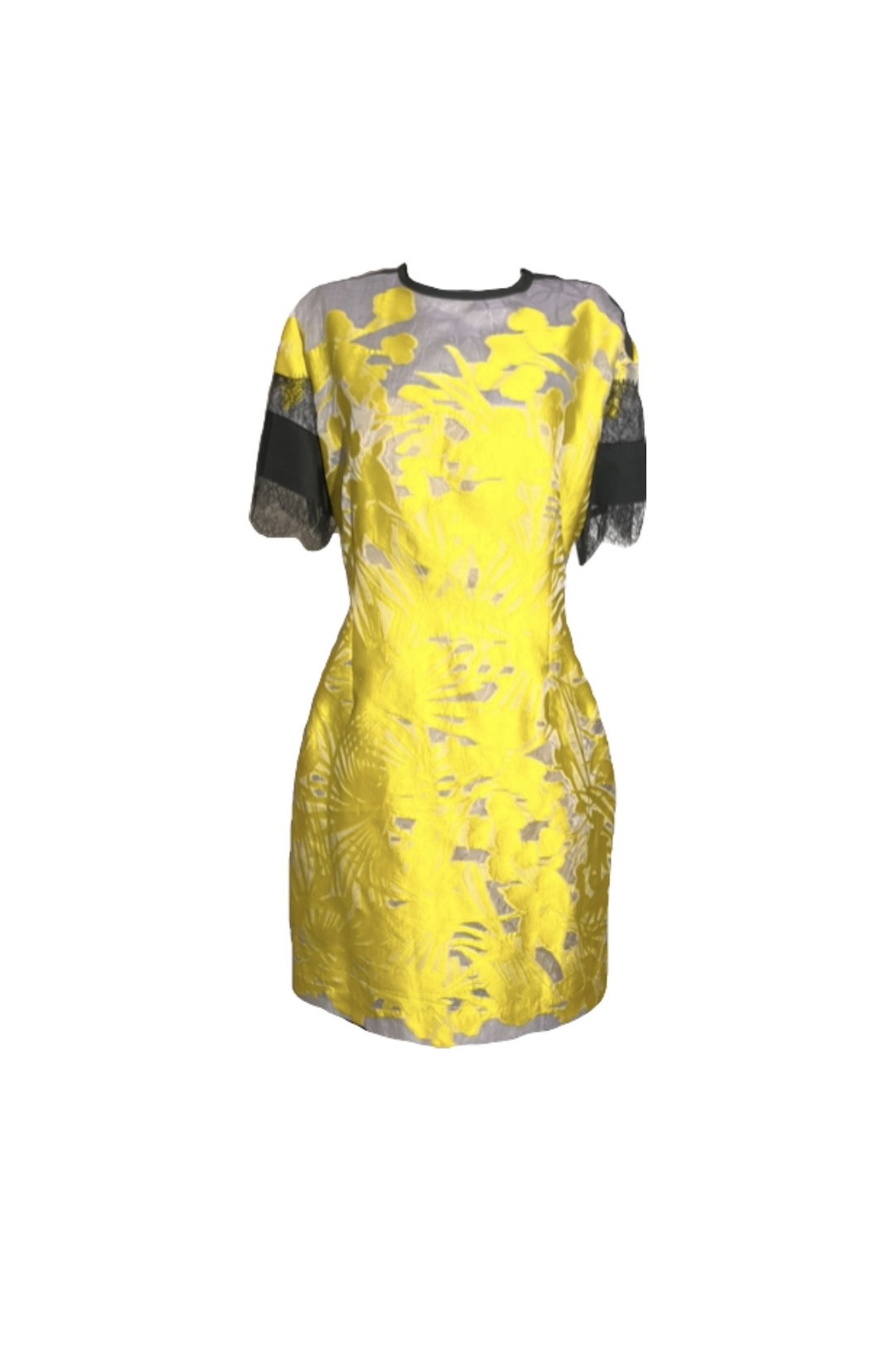 Yellow and Gray Floral Dress