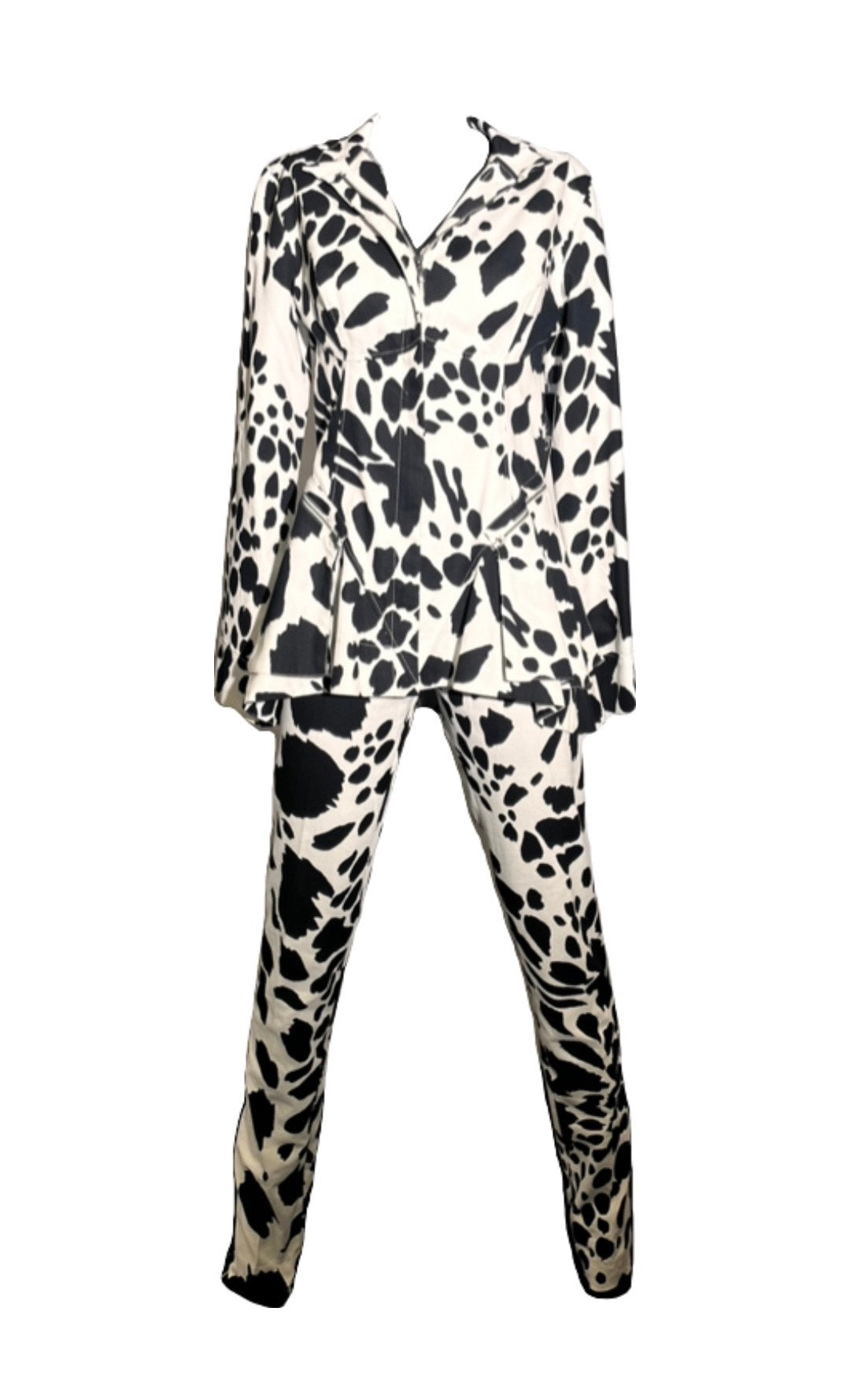 Black and White Printed Zip Front Jacket