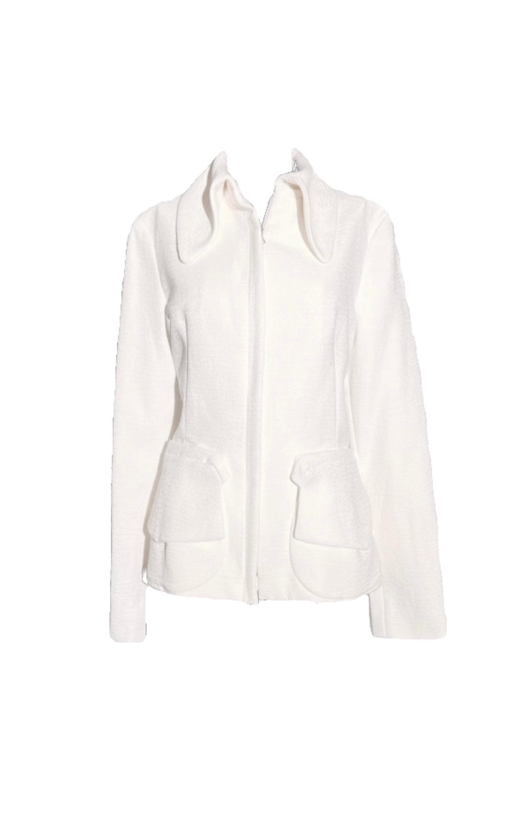 White Double Pocket Zip Front Jacket