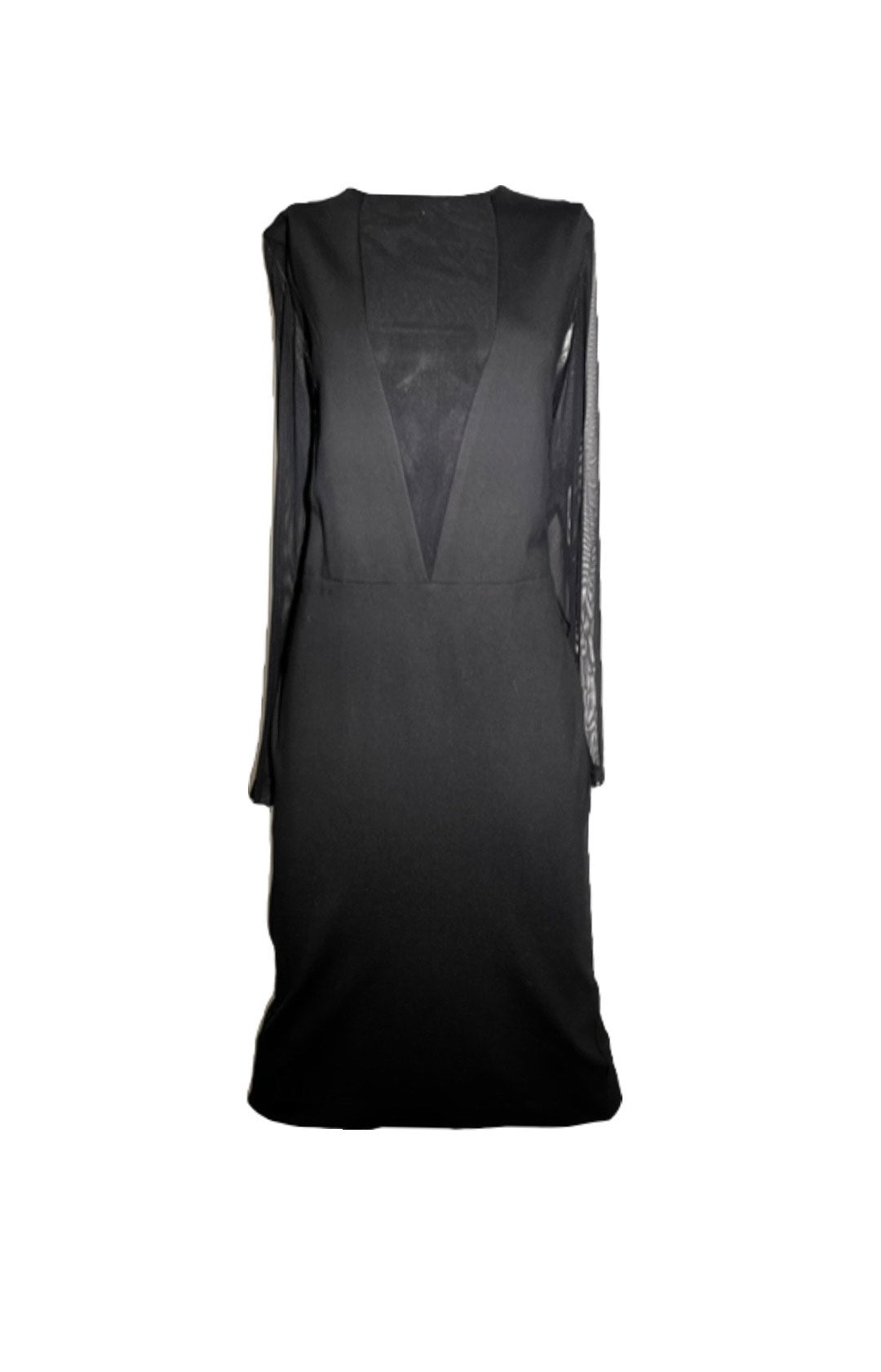 Mesh V Neck Dress with Mesh Sleeves