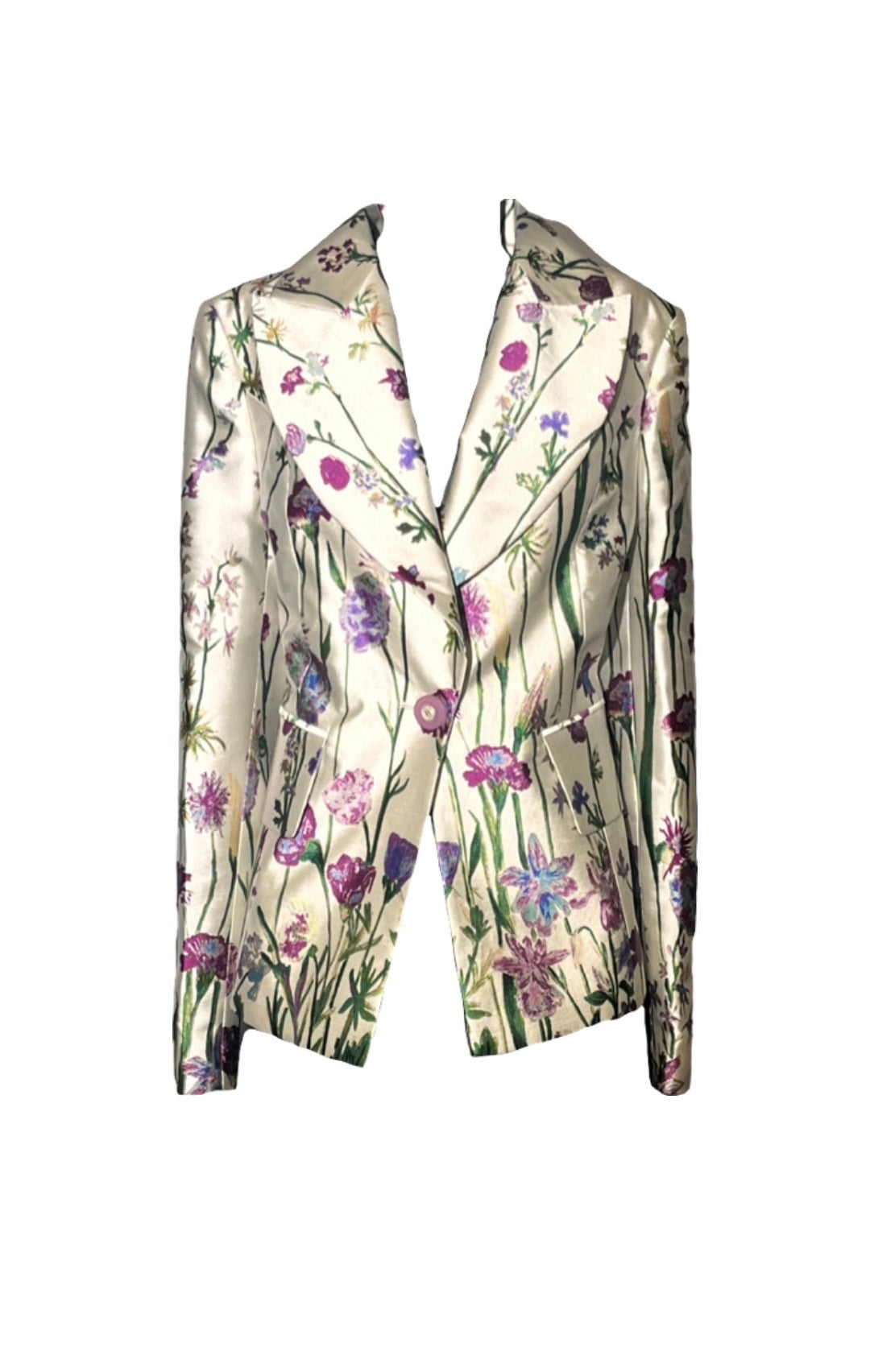 Purple Floral Metallic Suit Jacket