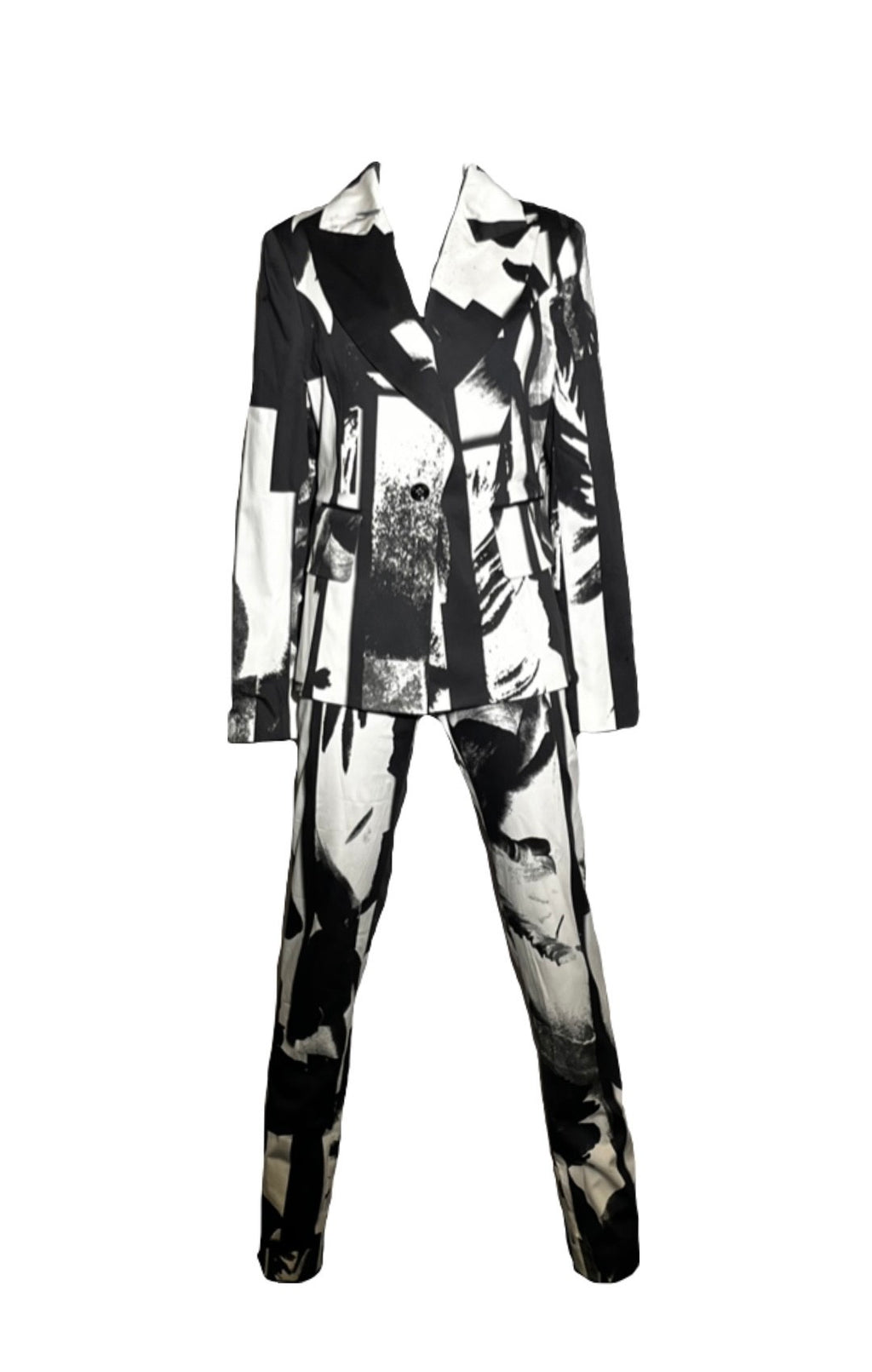 Black and White Abstract Suit Pant