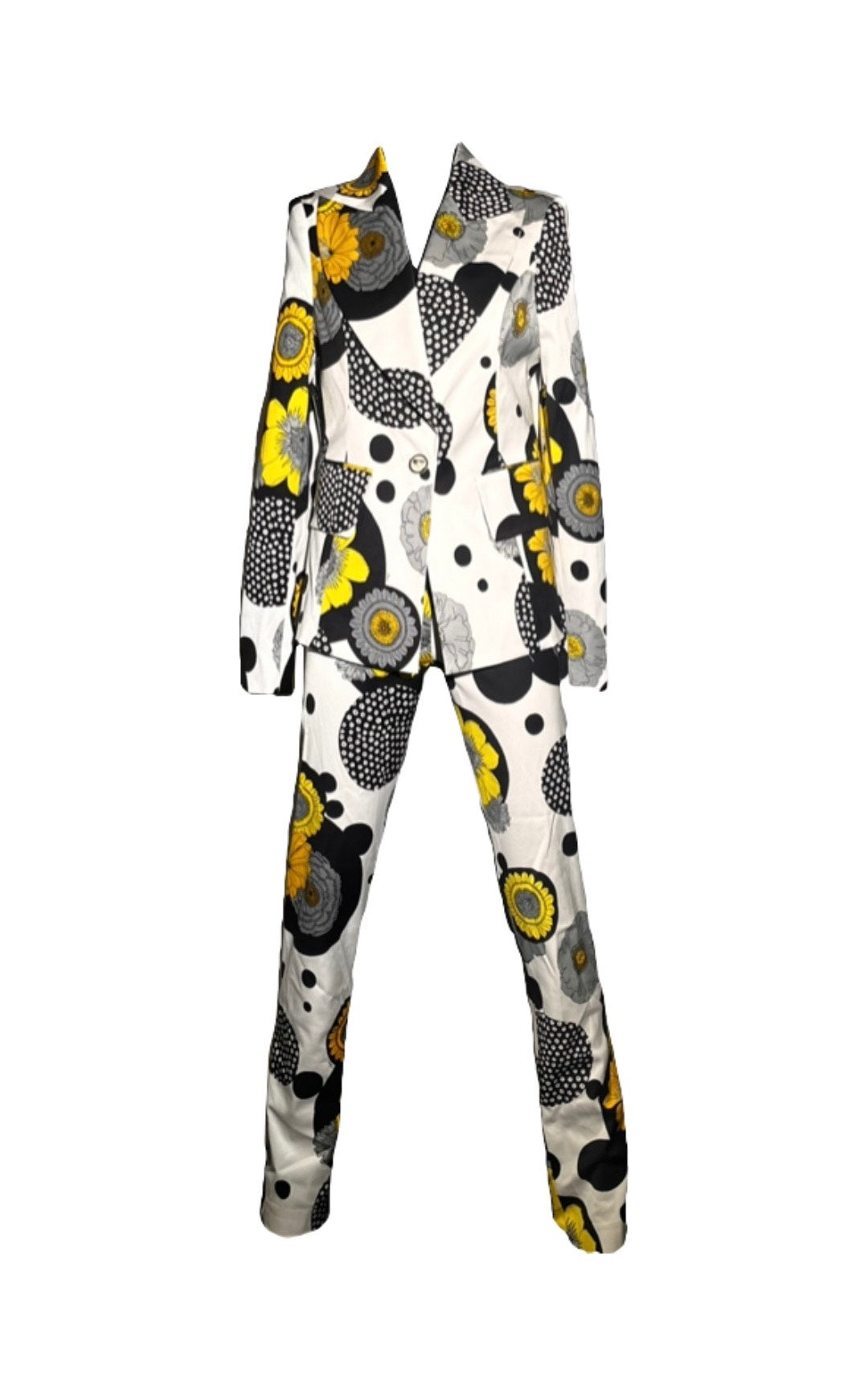 Black,White, & Yellow fitted Pant