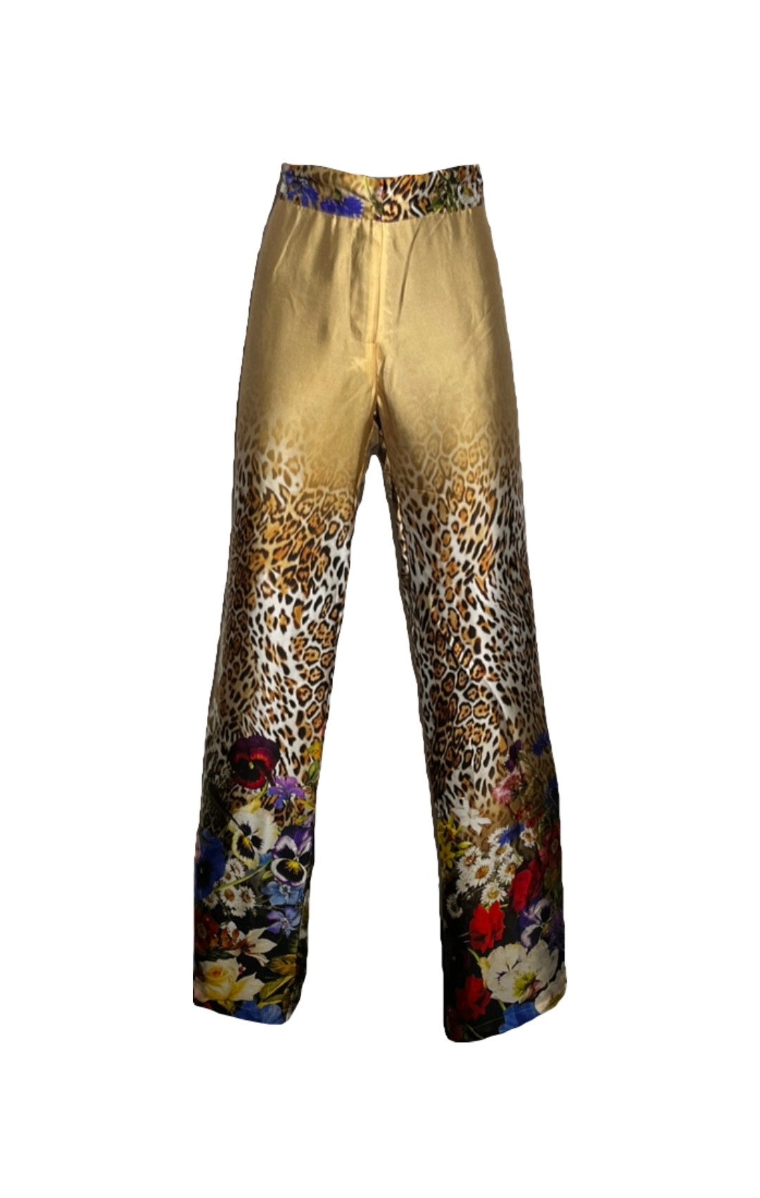 Floral Leopard Print Wide Leg Pant