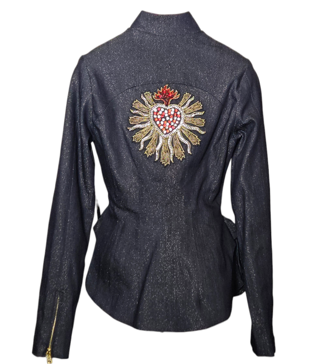 Denim Zip Front Jacket with Bucket Pocket