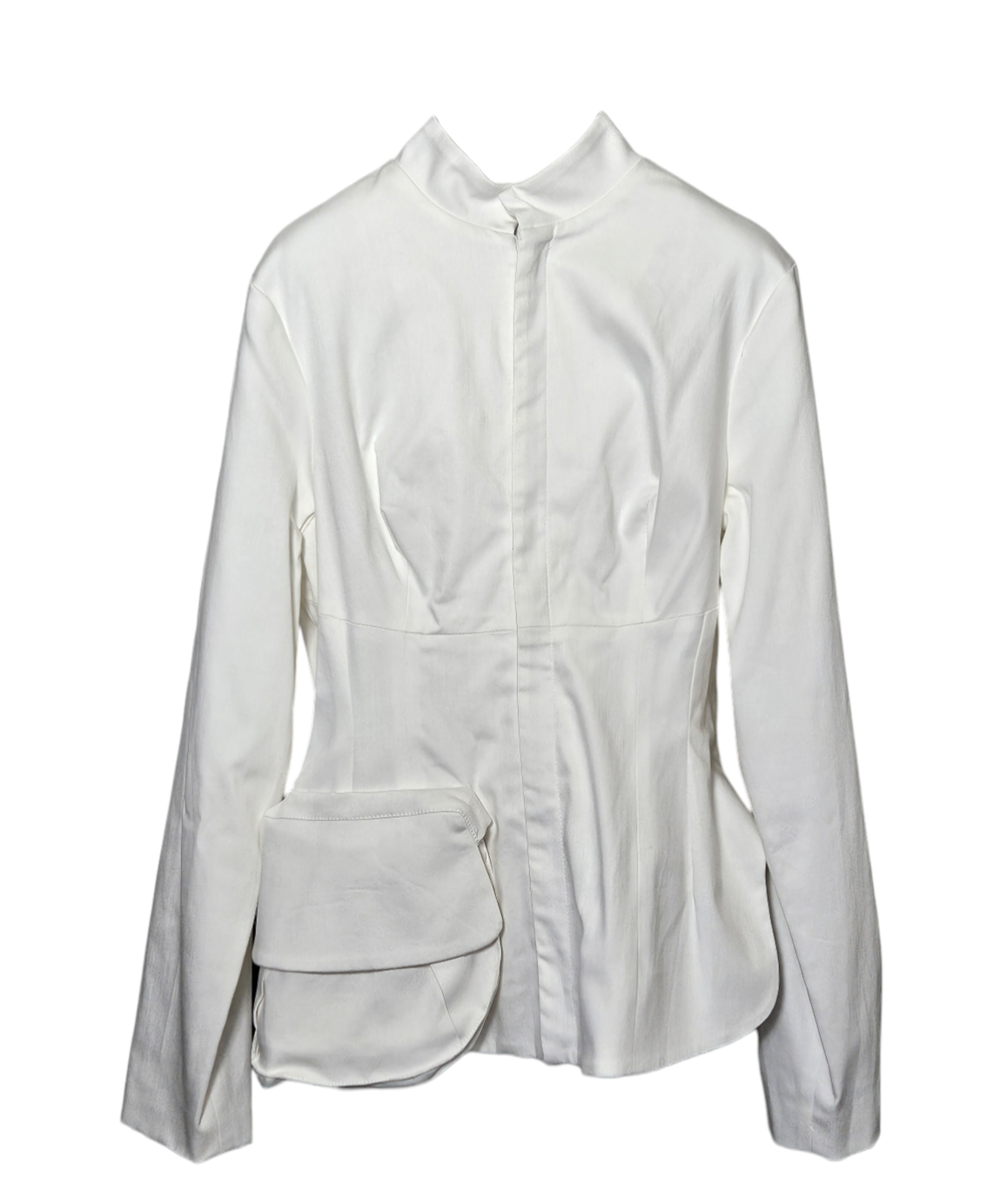 Denim Zip Front Jacket with Bucket Pocket