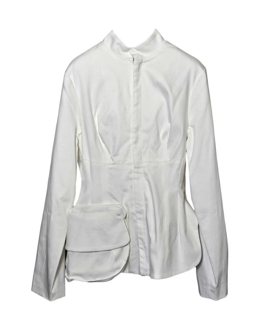 Denim Zip Front Jacket with Bucket Pocket