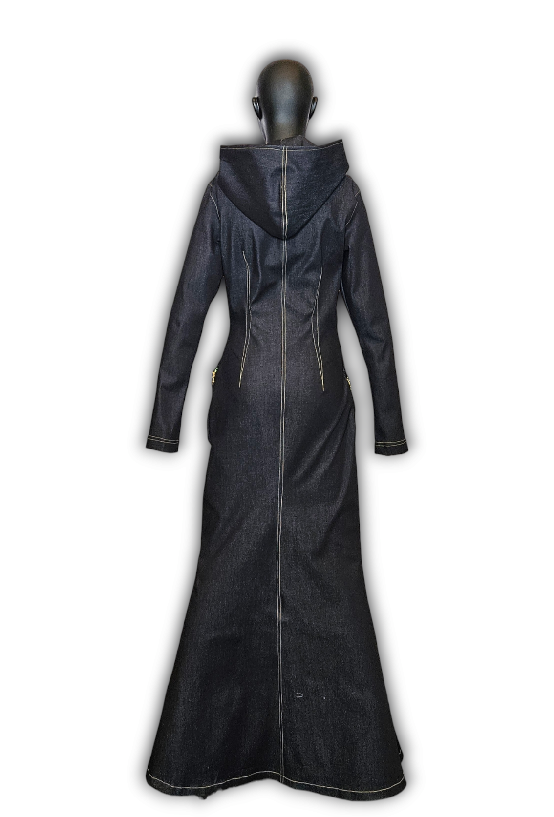 Denim Dress with Hood, and Front Zipper