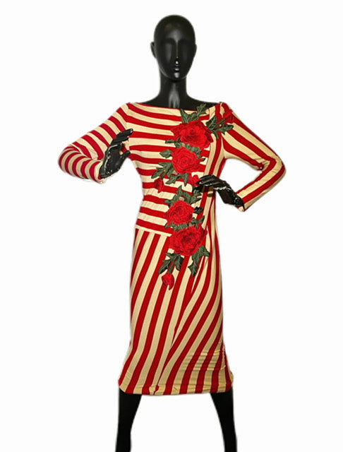 Long-sleeve bodycon Striped Dress