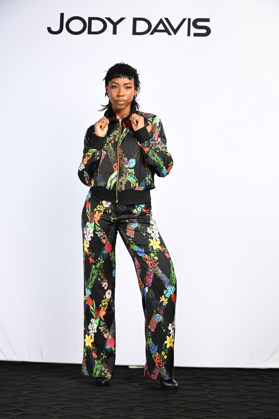 The Noir Bloom Zip front Jacket
