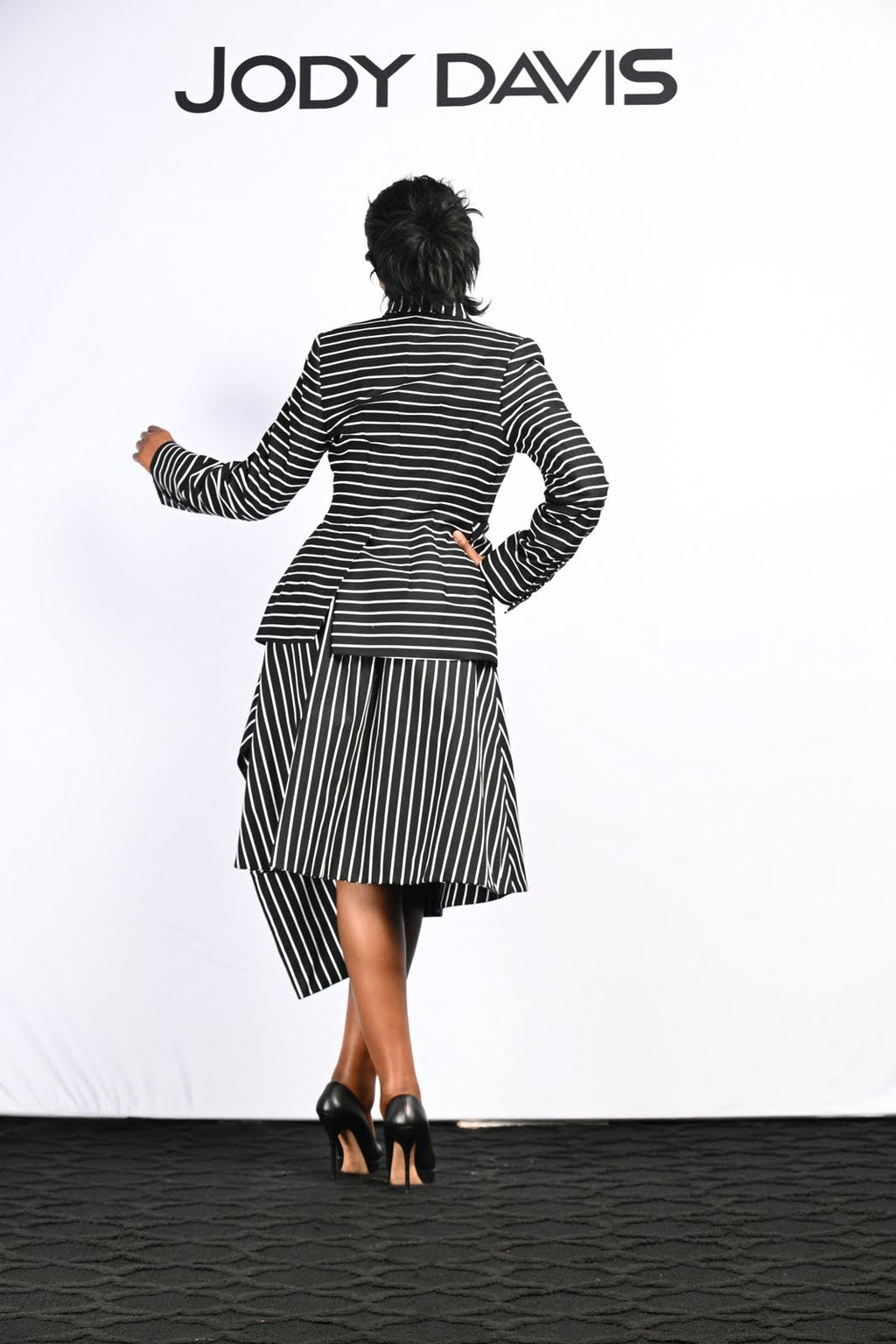 Black/White Stripe Cotton Skirt