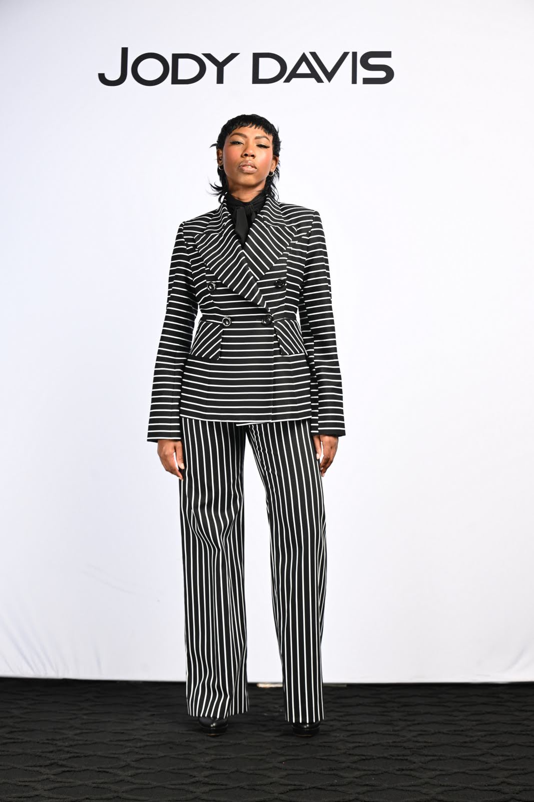 Black and White Stripe Double Breasted Jacket