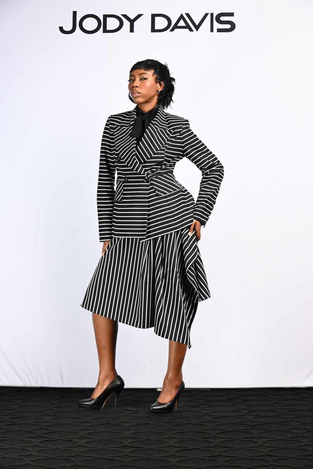 Black/White Stripe Cotton Skirt