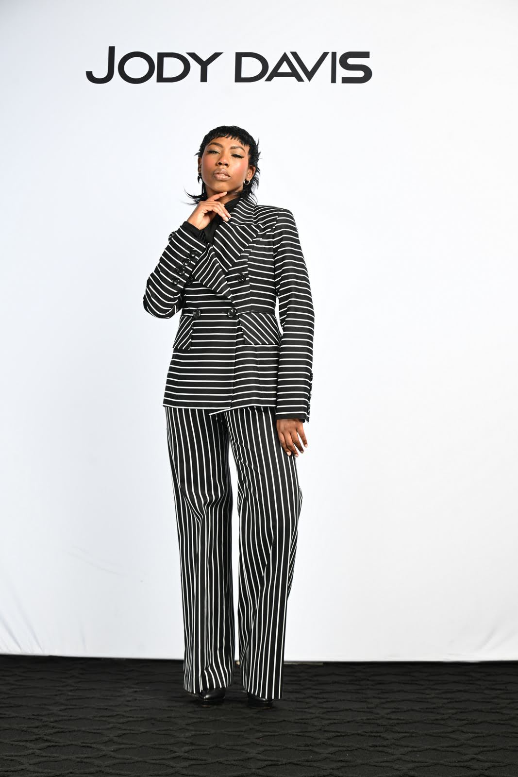 Black and White Stripe Double Breasted Jacket