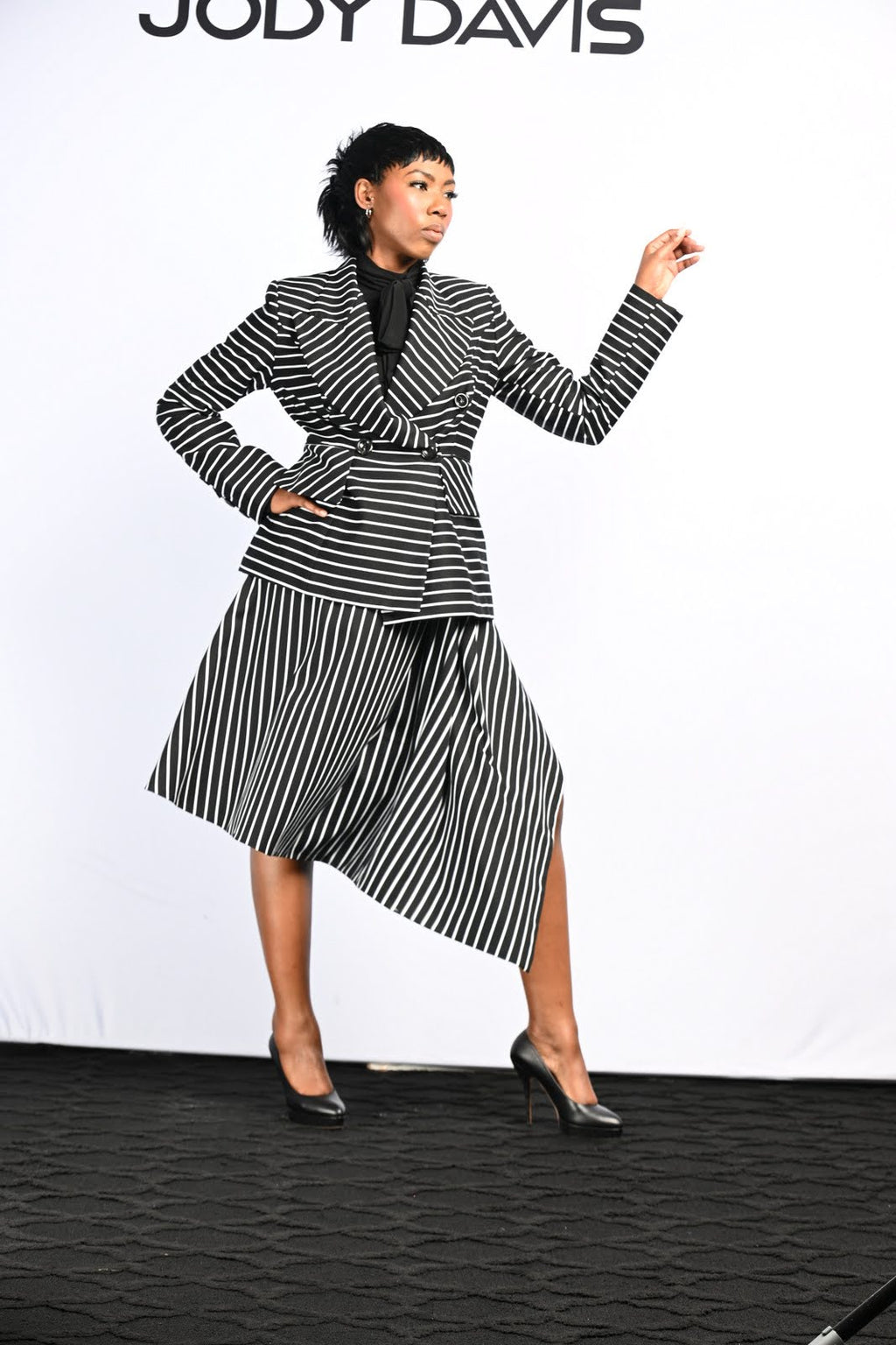 Black/White Stripe Cotton Skirt