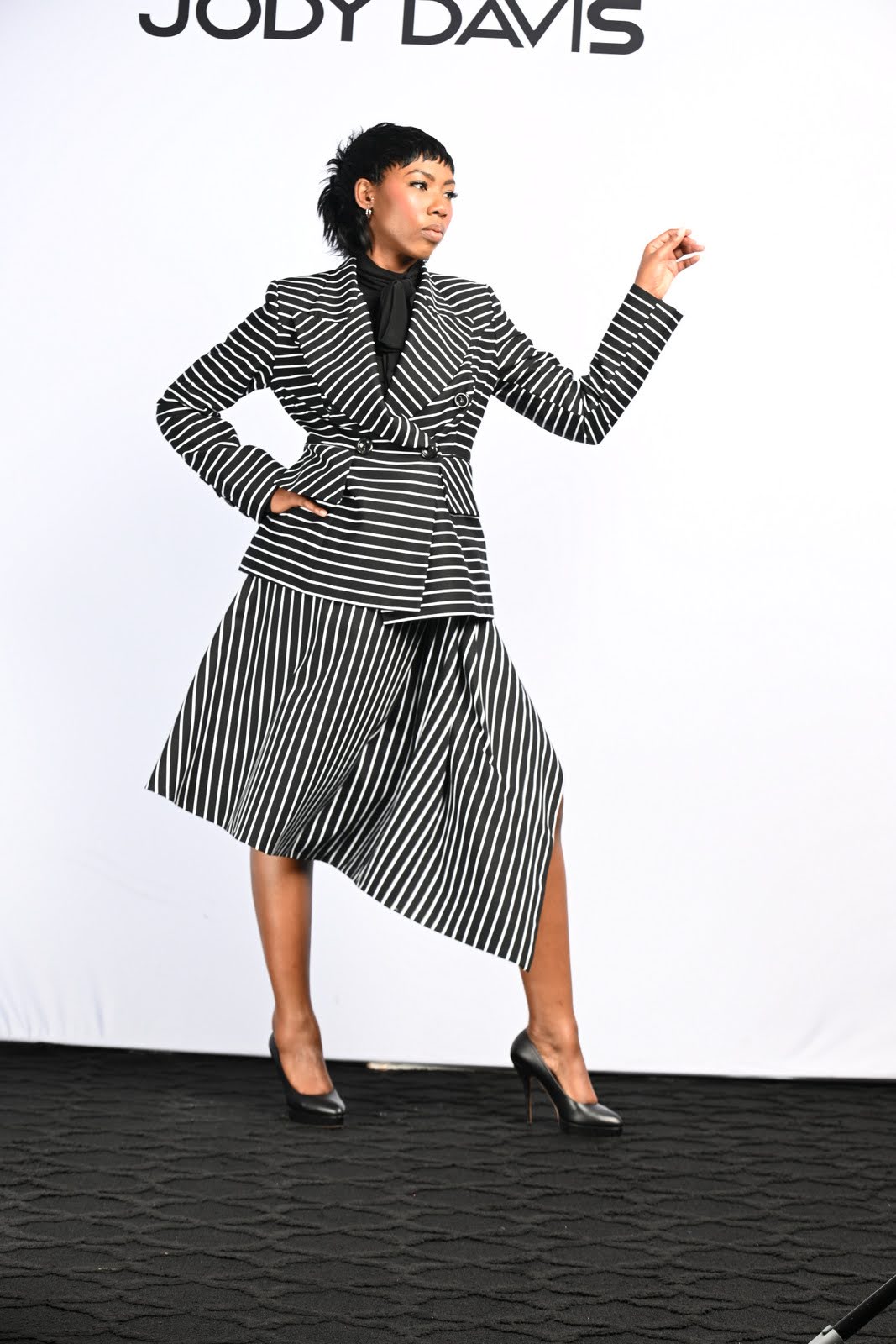 Black/White Stripe Cotton Skirt