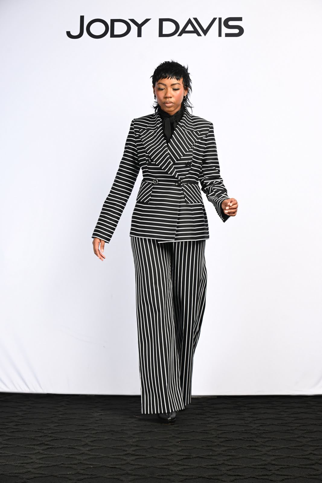 Black and White Stripe Double Breasted Jacket