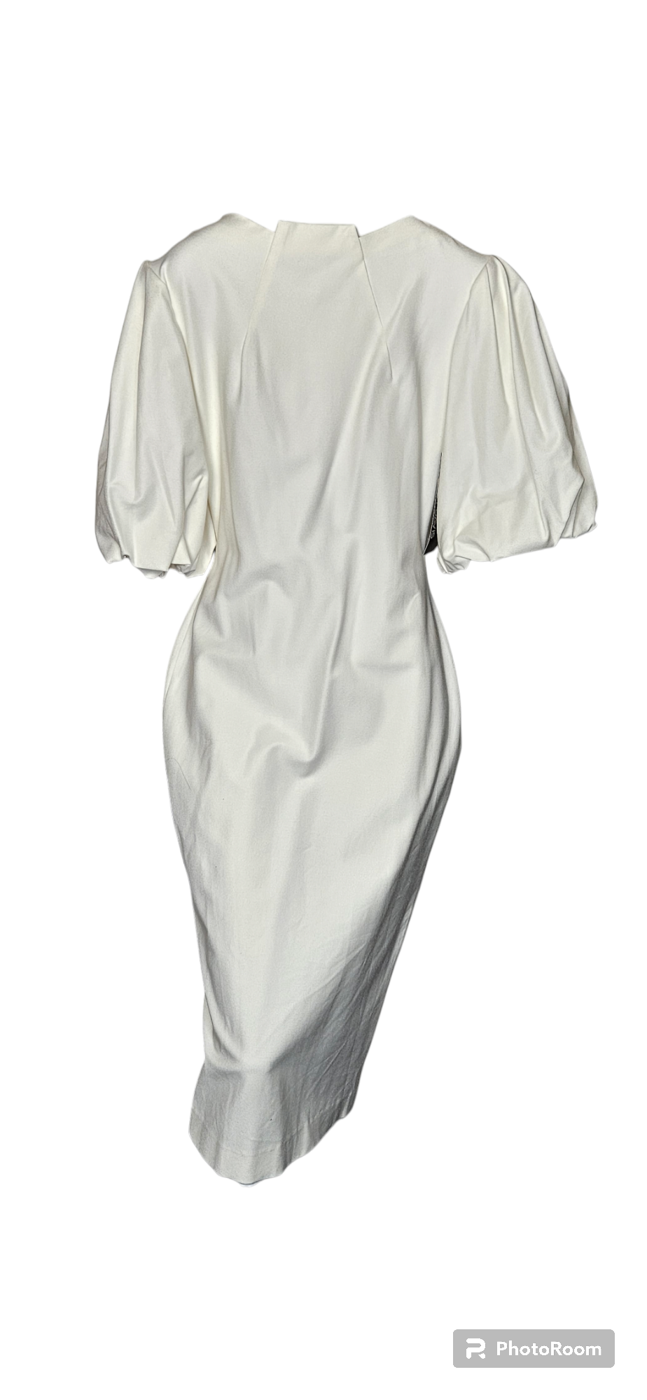 Center High-Neck Dress with Puffed Sleeves