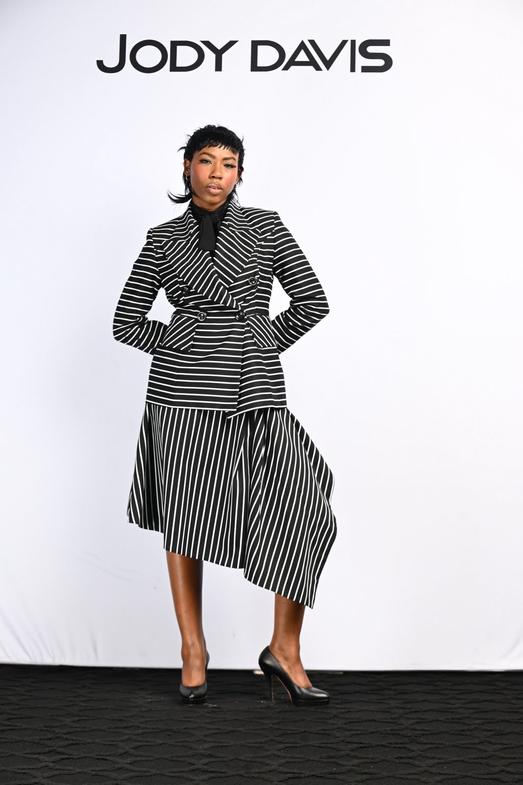 Black/White Stripe Cotton Skirt
