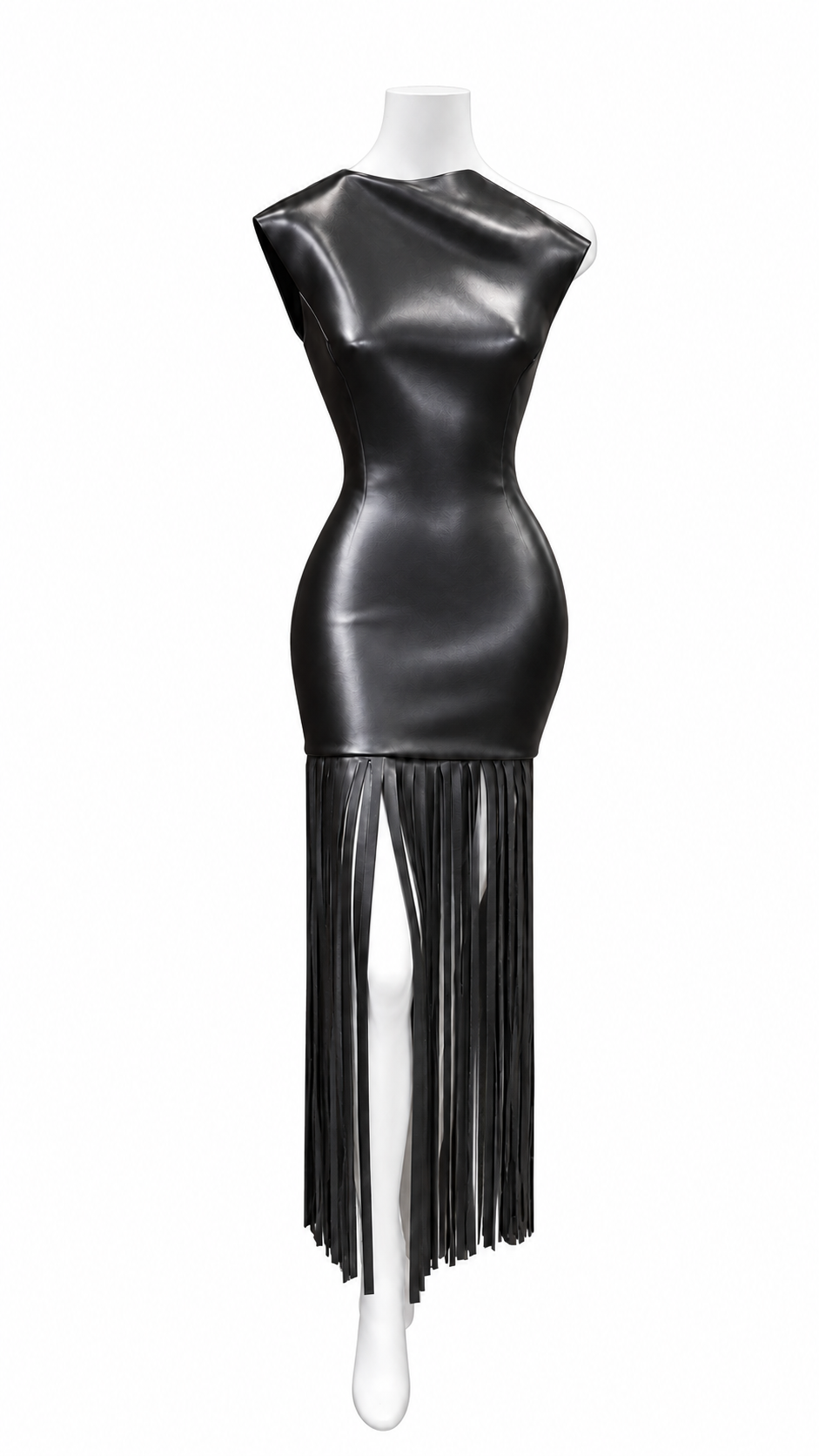 Lambskin Leather One-shoulder Dress