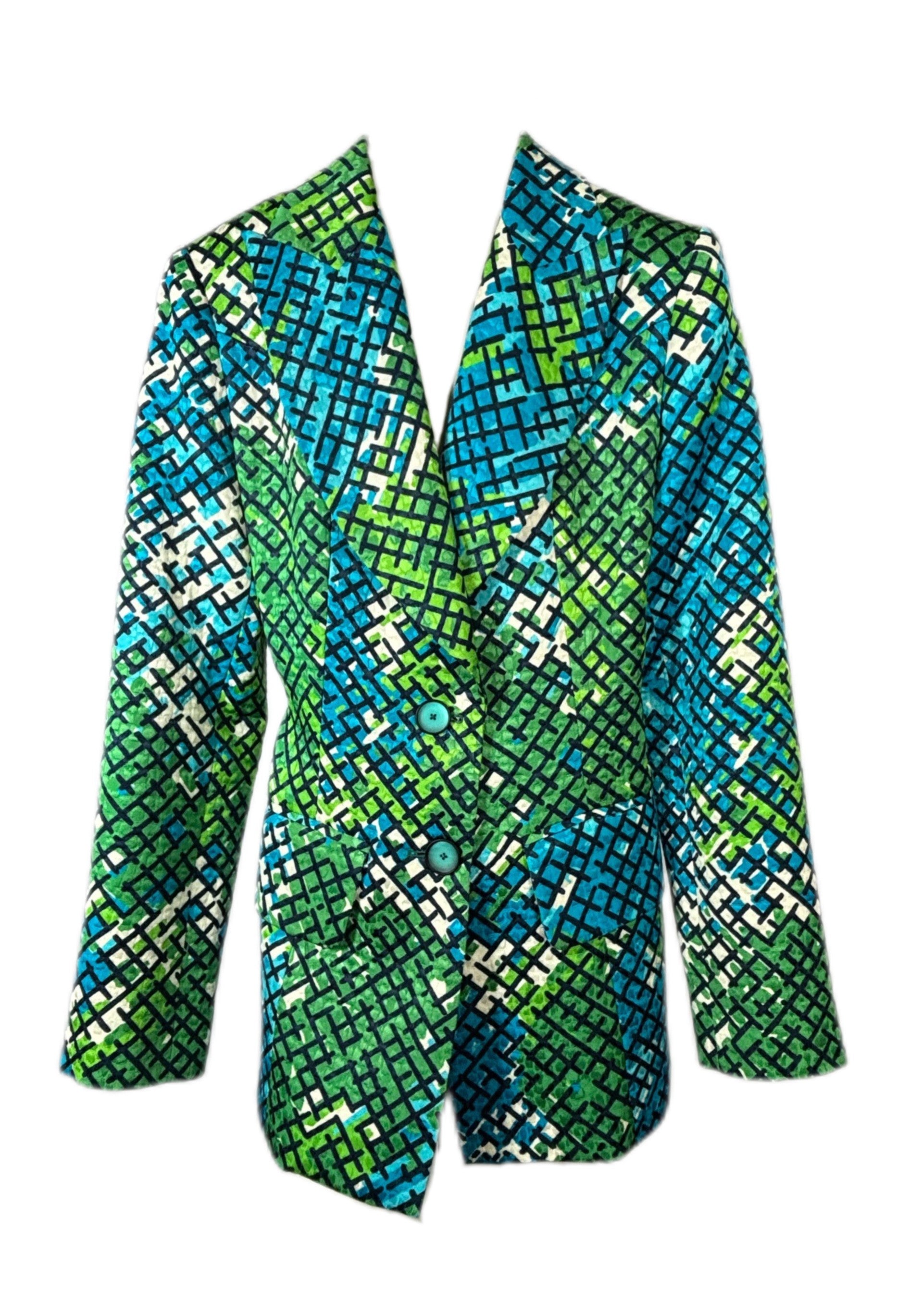 Blue and Green Print Jacket