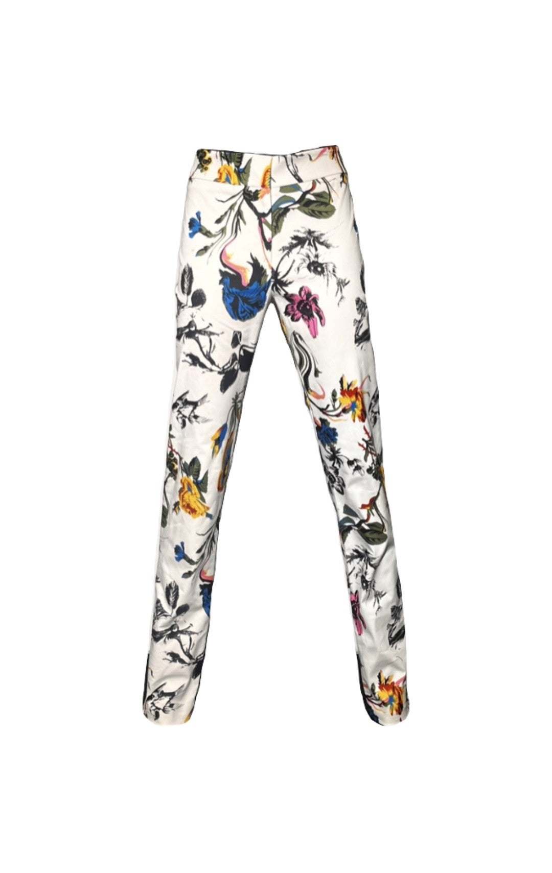 White Floral Suit Pant
