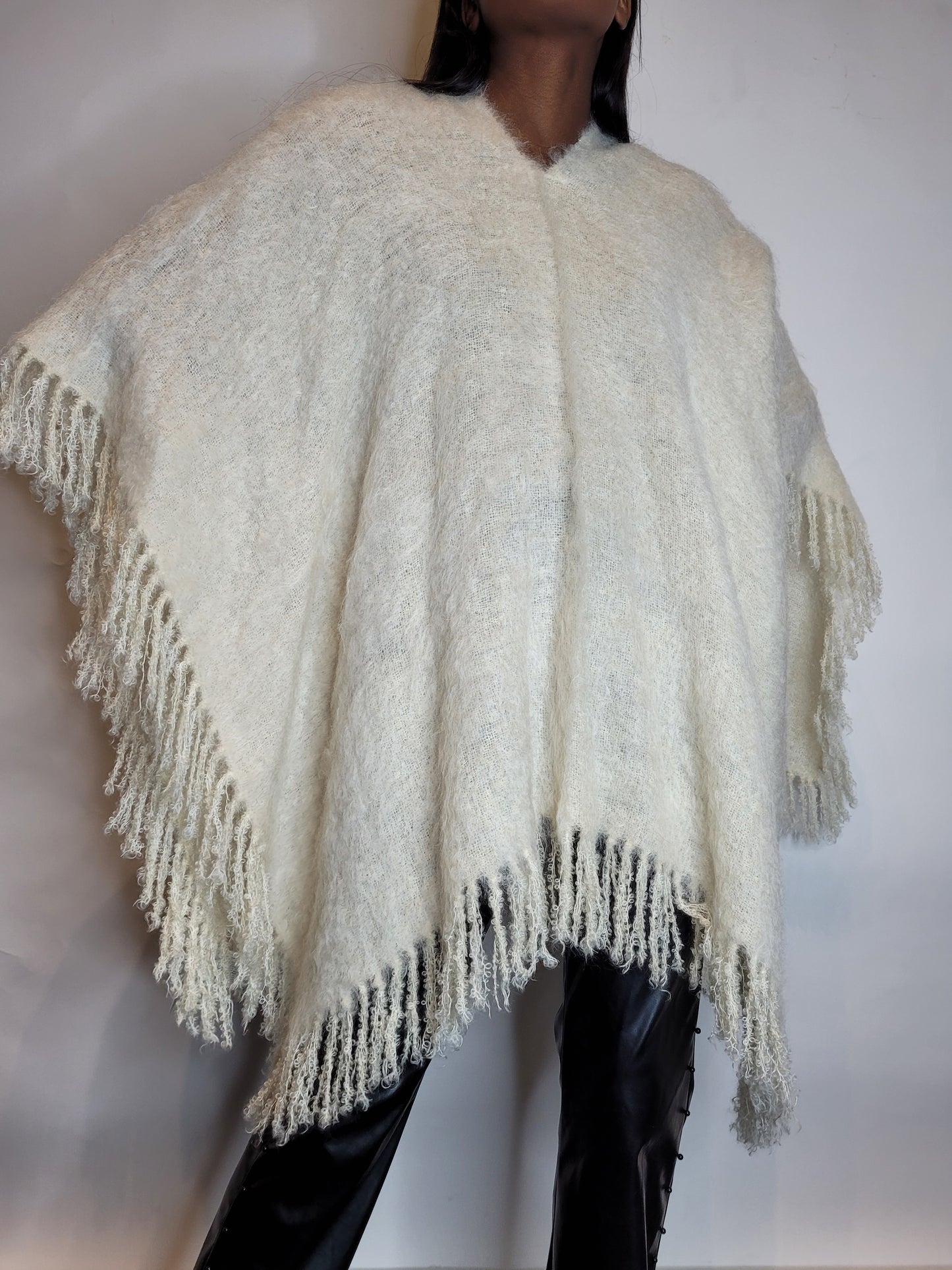 Winter White Mohair Poncho